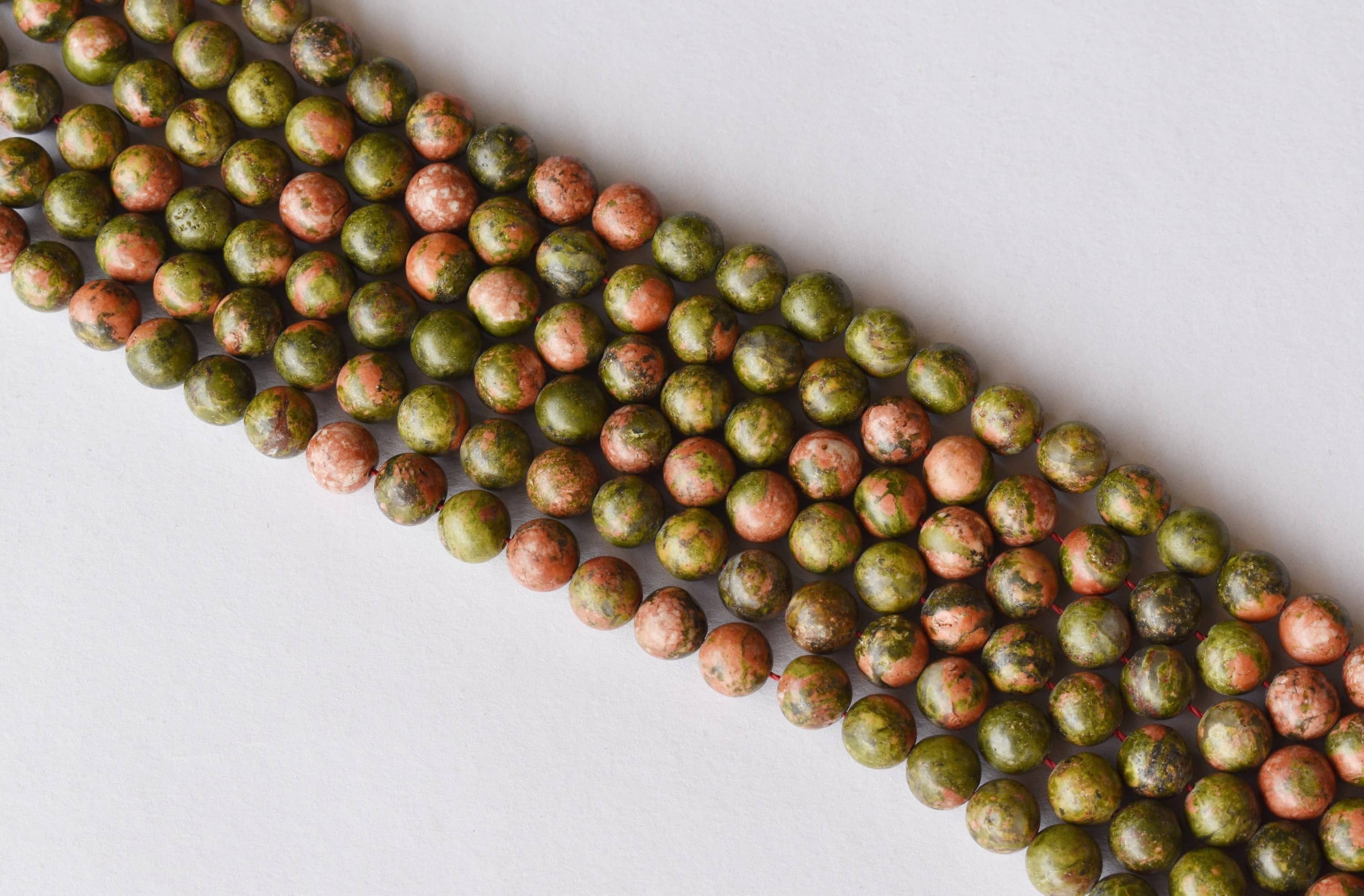 8mm Unakite Beads - 14.5 Inch Strand, Polished Stone, Unique Round Gemstone Beads For Jewelry Making And Party Wear