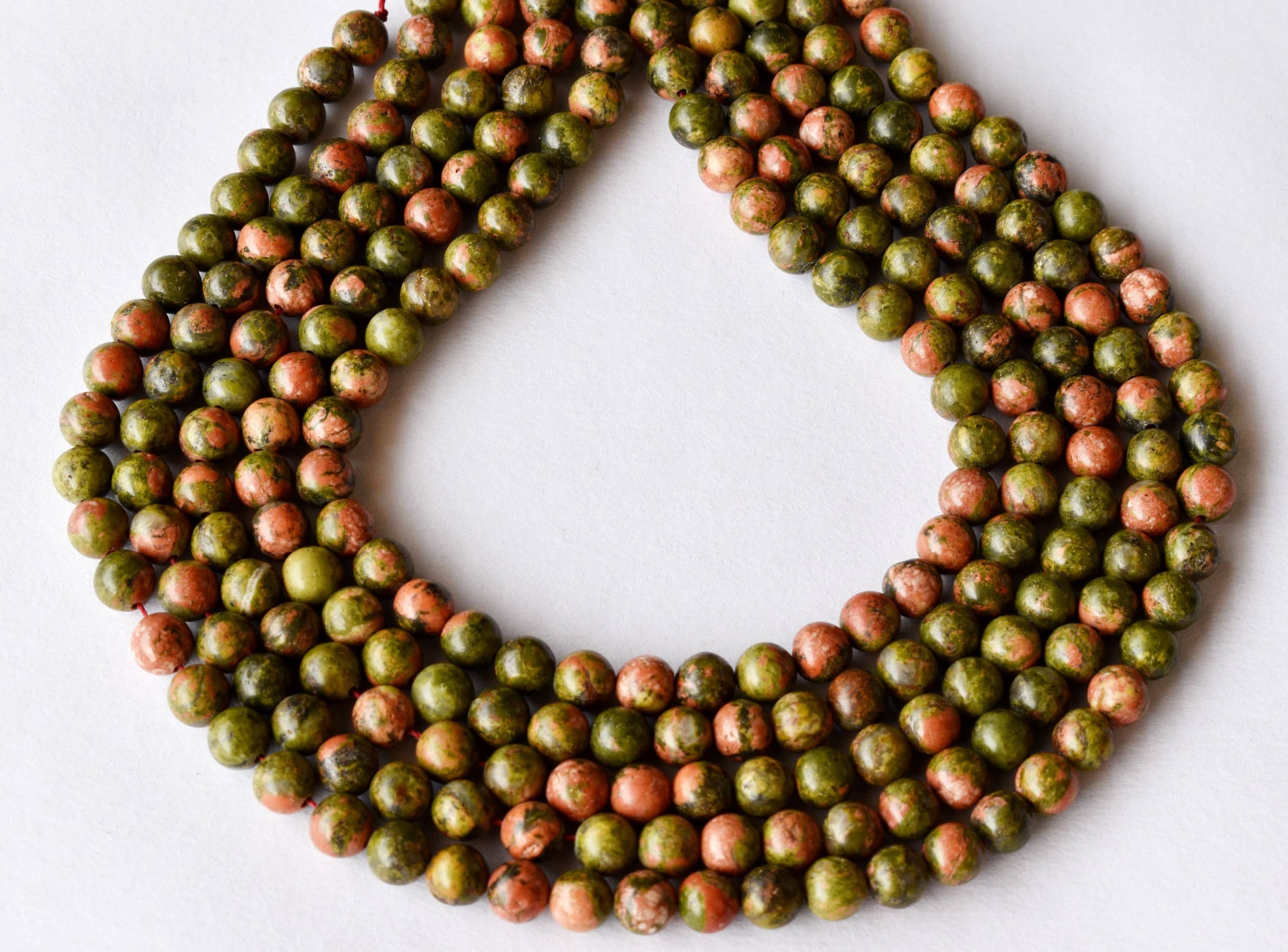 8mm Unakite Beads - 14.5 Inch Strand, Polished Stone, Unique Round Gemstone Beads For Jewelry Making And Party Wear