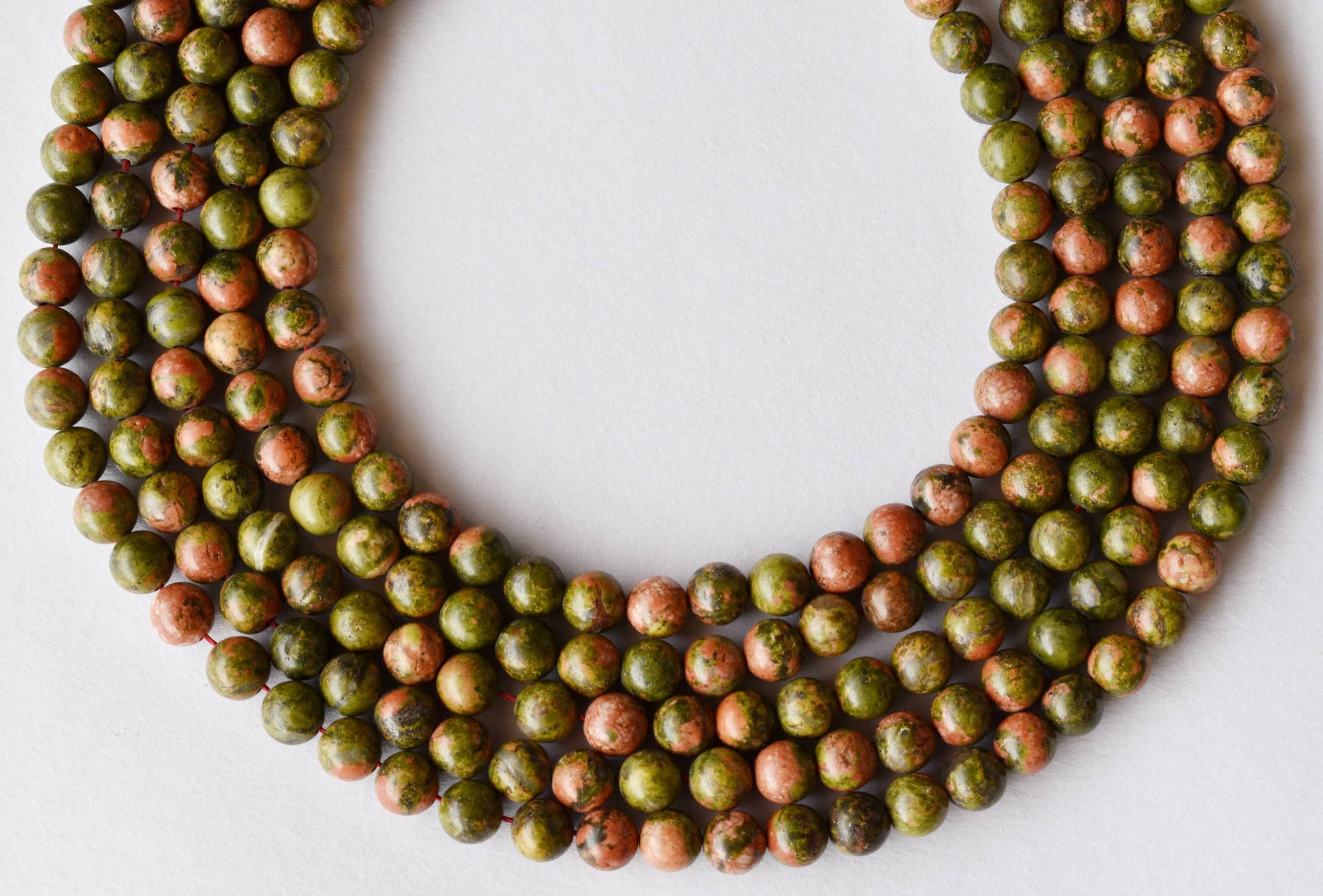 8mm Unakite Beads - 14.5 Inch Strand, Polished Stone, Unique Round Gemstone Beads For Jewelry Making And Party Wear