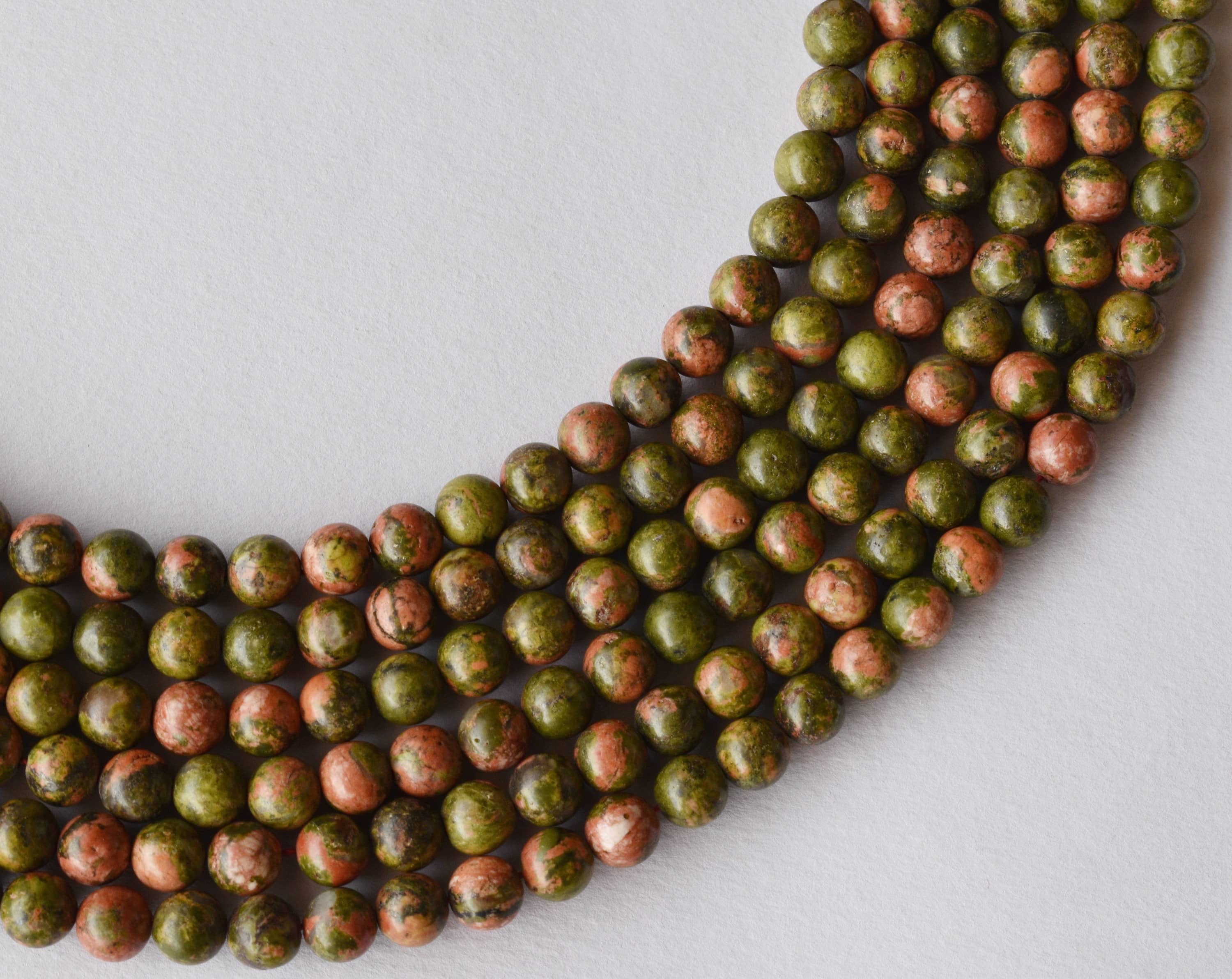 8mm Unakite Beads - 14.5 Inch Strand, Polished Stone, Unique Round Gemstone Beads For Jewelry Making And Party Wear