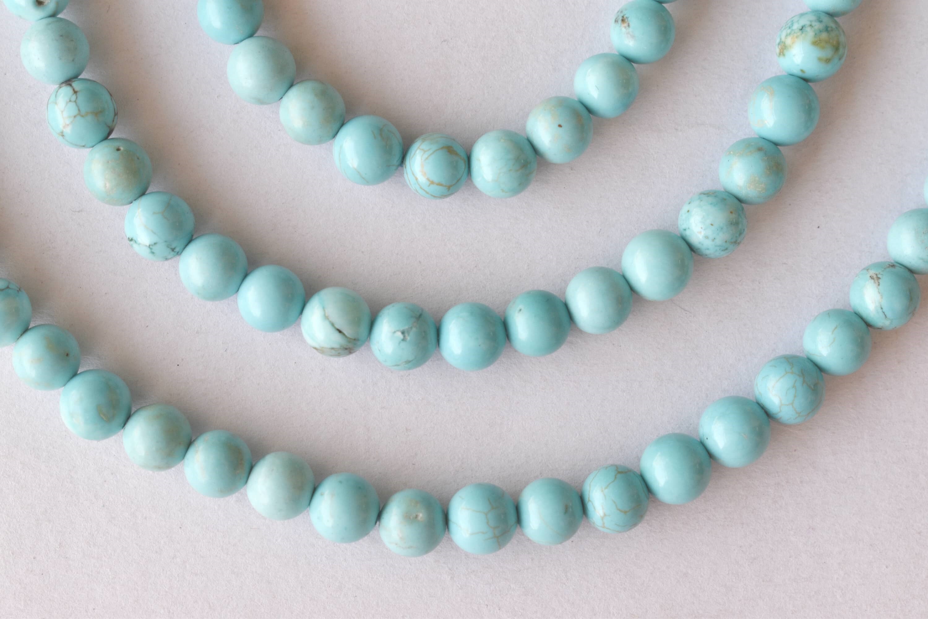 8mm Turquoise Howlite Beads - 14.5 Inches, Polished Stone Beads For Necklace, Party Wear Jewelry | Unique Round Shape, Natural Material, Hand-selected