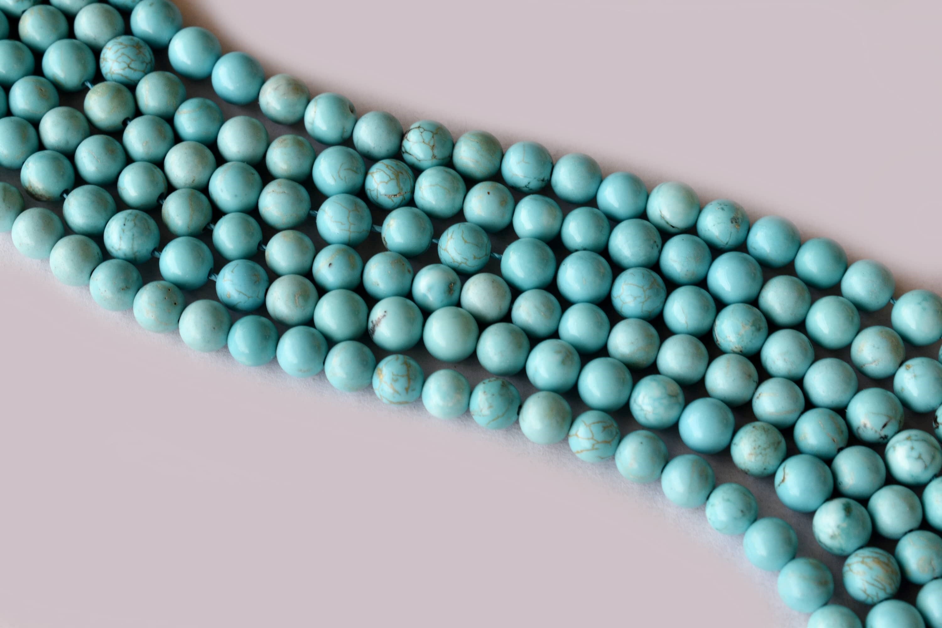 8mm Turquoise Howlite Beads - 14.5 Inches, Polished Stone Beads For Necklace, Party Wear Jewelry | Unique Round Shape, Natural Material, Hand-selected