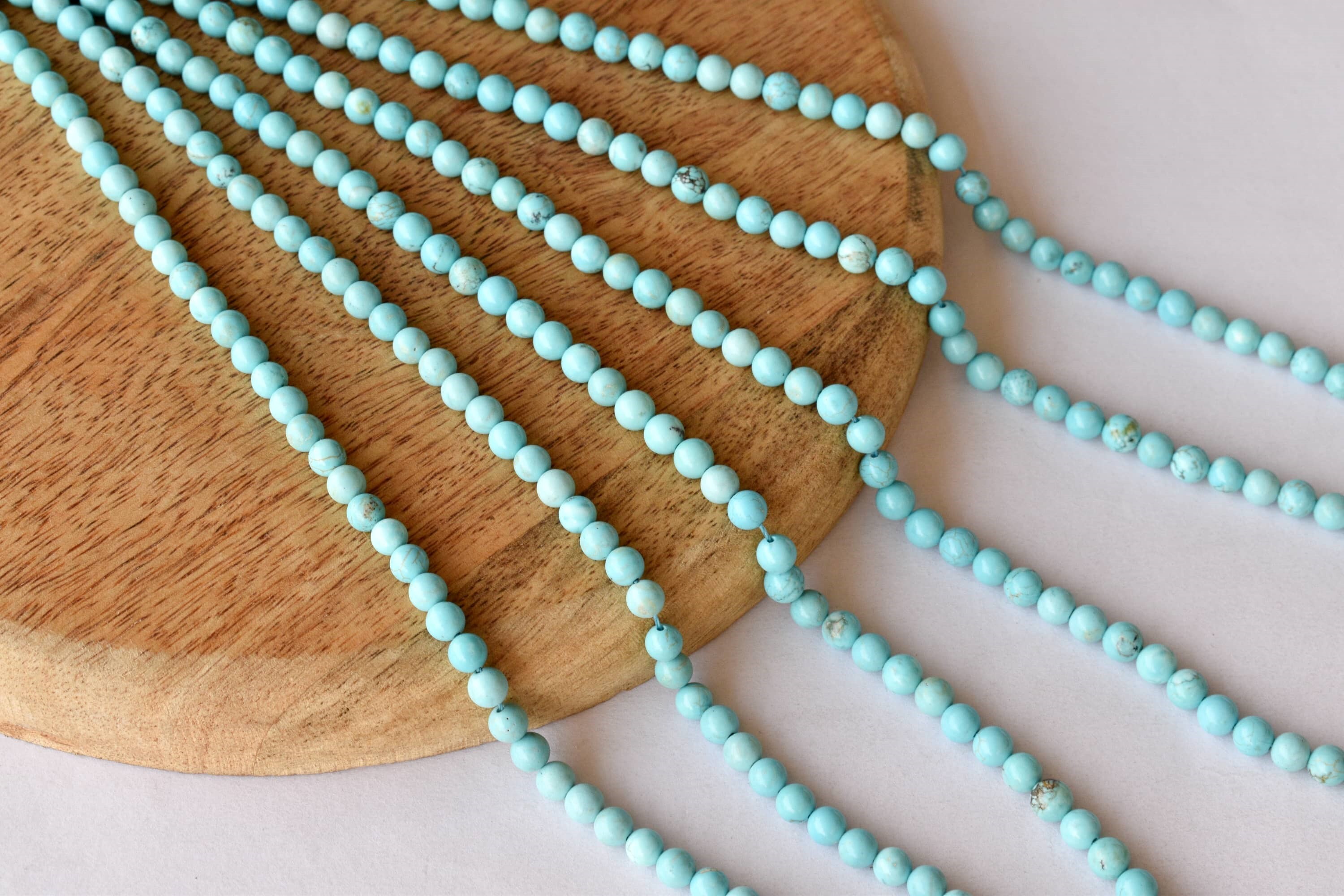 8mm Turquoise Howlite Beads - 14.5 Inches, Polished Stone Beads For Necklace, Party Wear Jewelry | Unique Round Shape, Natural Material, Hand-selected