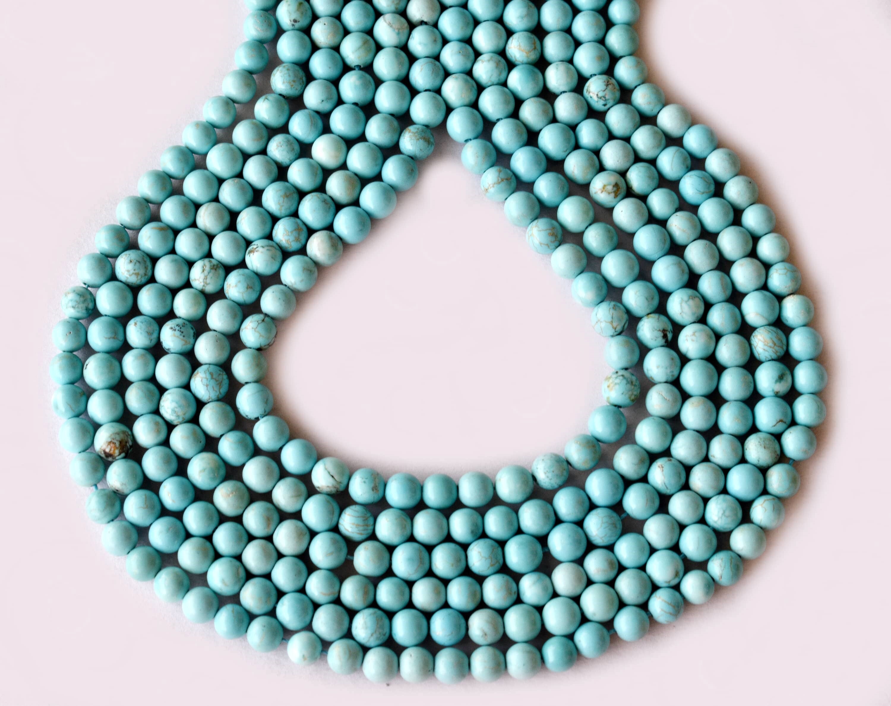 8mm Turquoise Howlite Beads - 14.5 Inches, Polished Stone Beads For Necklace, Party Wear Jewelry | Unique Round Shape, Natural Material, Hand-selected