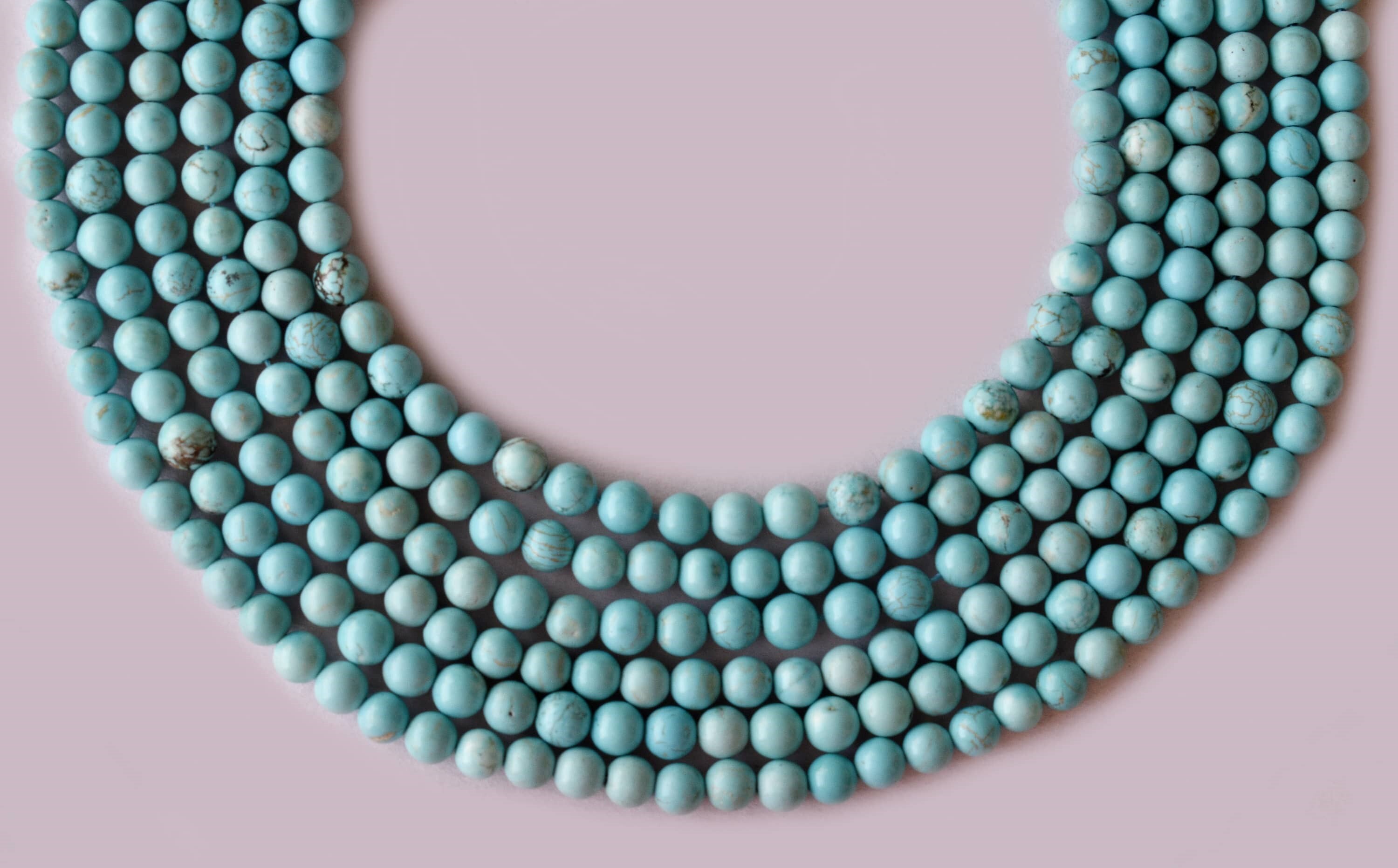 8mm Turquoise Howlite Beads - 14.5 Inches, Polished Stone Beads For Necklace, Party Wear Jewelry | Unique Round Shape, Natural Material, Hand-selected