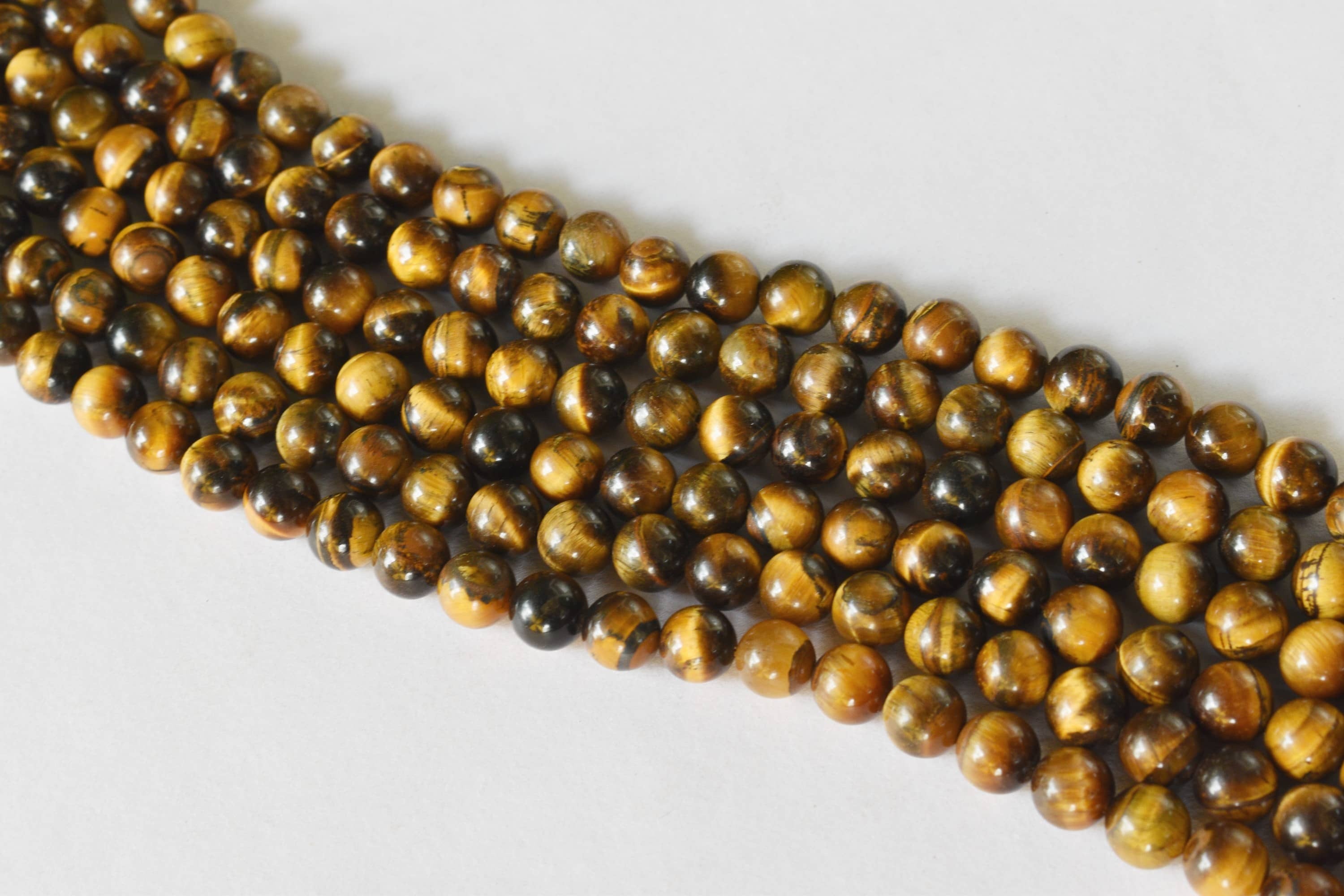 8mm Tiger Eye Beads Beads For Necklace Gemstone Jewelry - 14.5 Inch Strand Polished Round Beads Natural Stone With Unique Specks