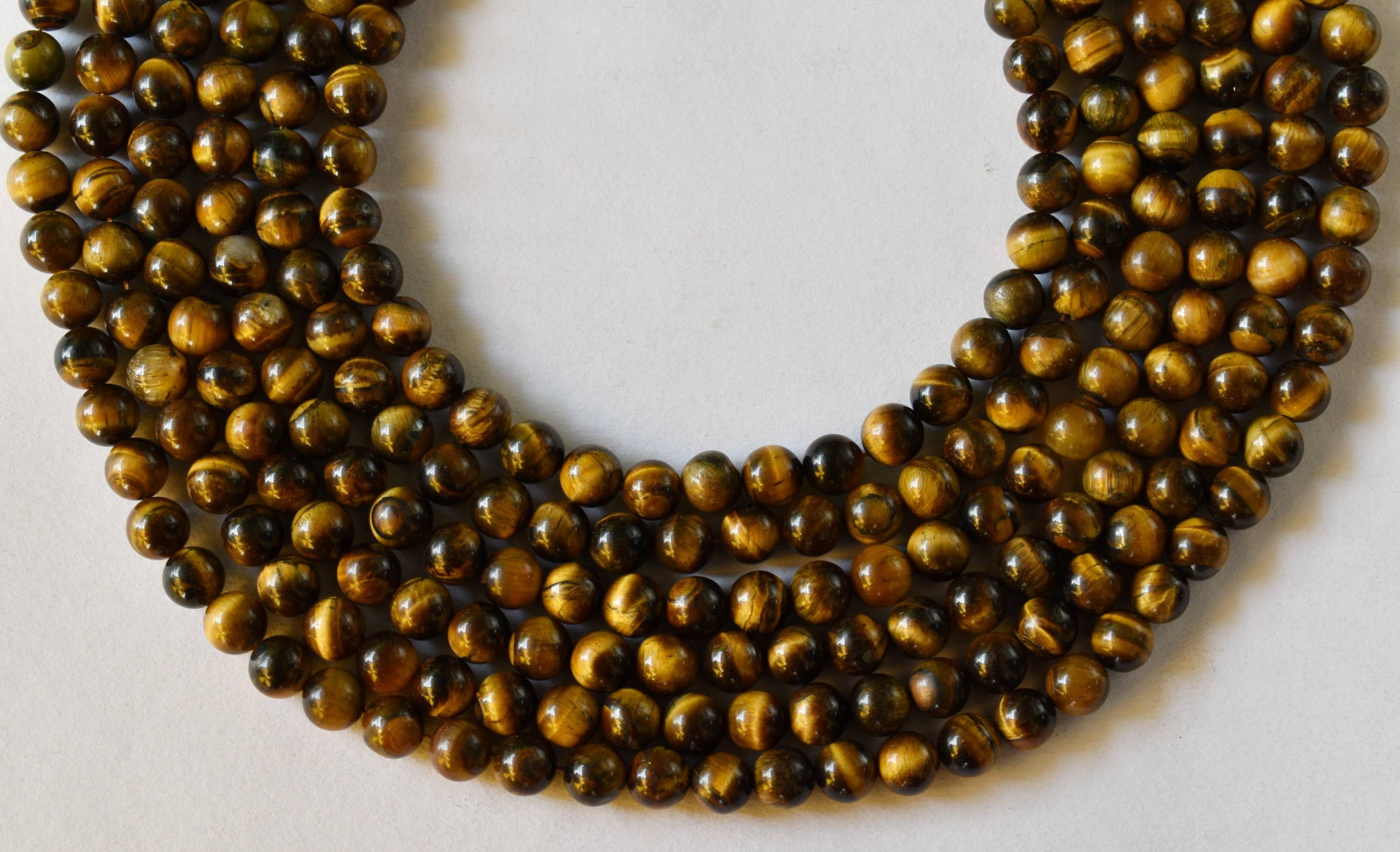 8mm Tiger Eye Beads Beads For Necklace Gemstone Jewelry - 14.5 Inch Strand Polished Round Beads Natural Stone With Unique Specks