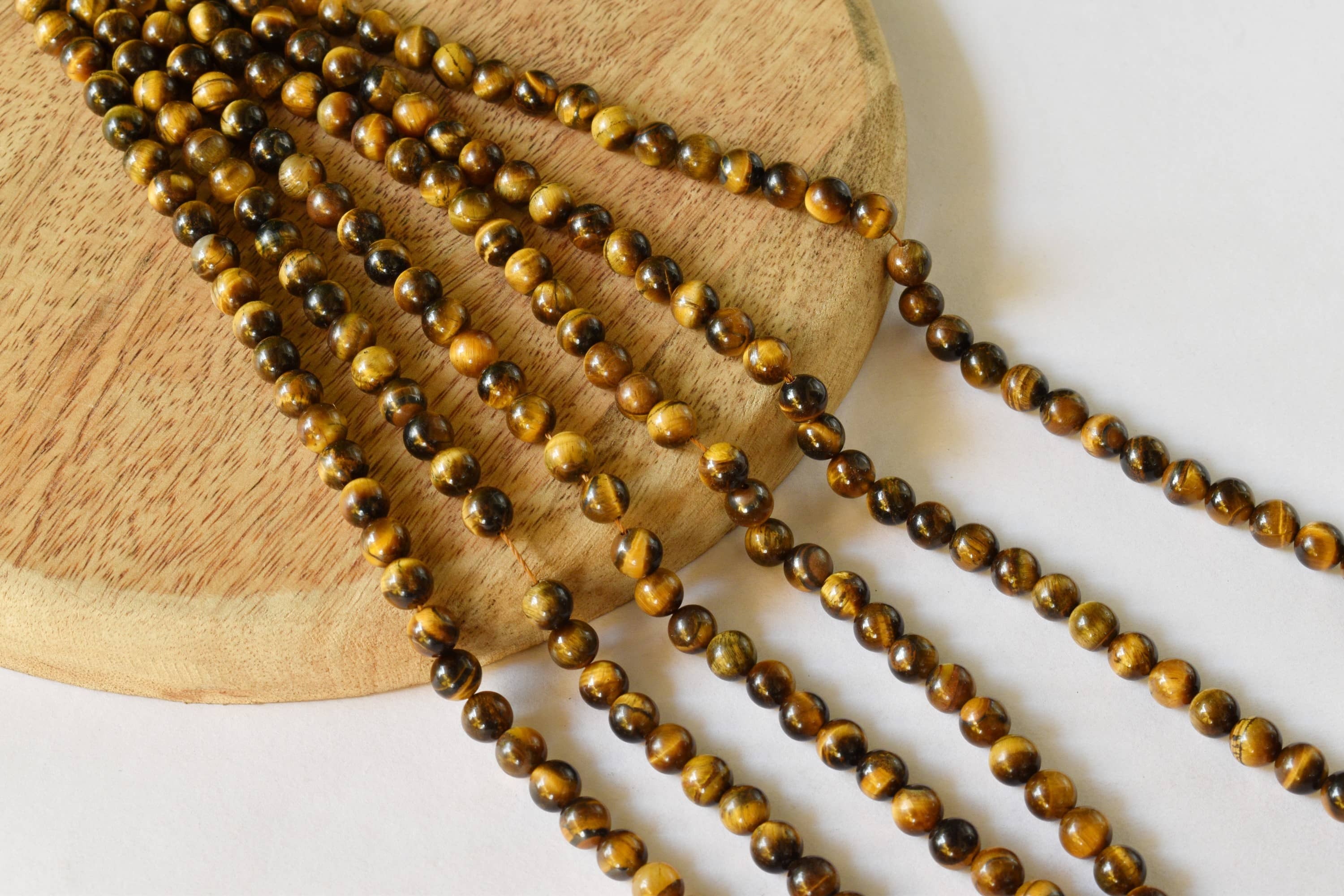 8mm Tiger Eye Beads Beads For Necklace Gemstone Jewelry - 14.5 Inch Strand Polished Round Beads Natural Stone With Unique Specks