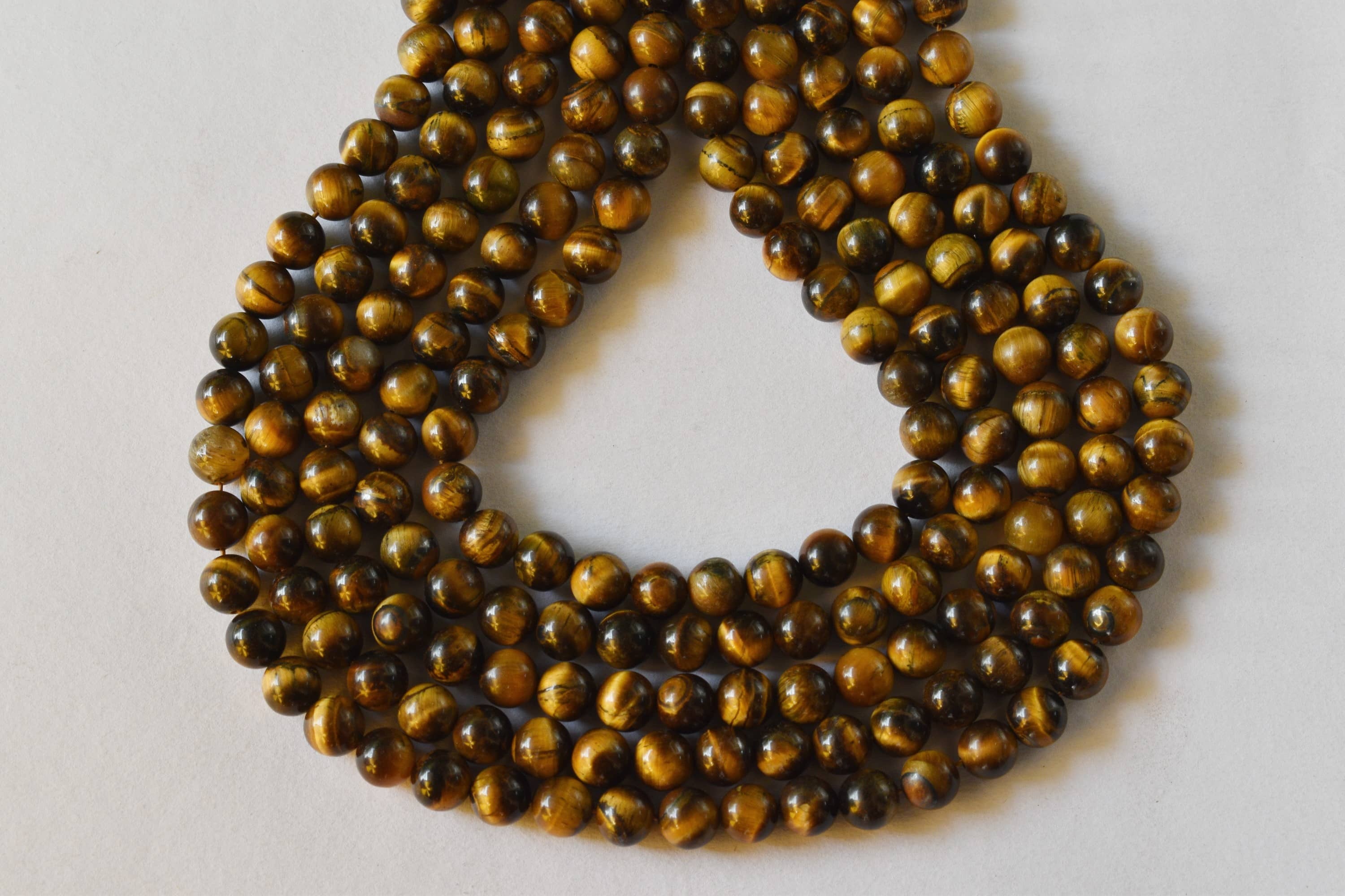 8mm Tiger Eye Beads Beads For Necklace Gemstone Jewelry - 14.5 Inch Strand Polished Round Beads Natural Stone With Unique Specks