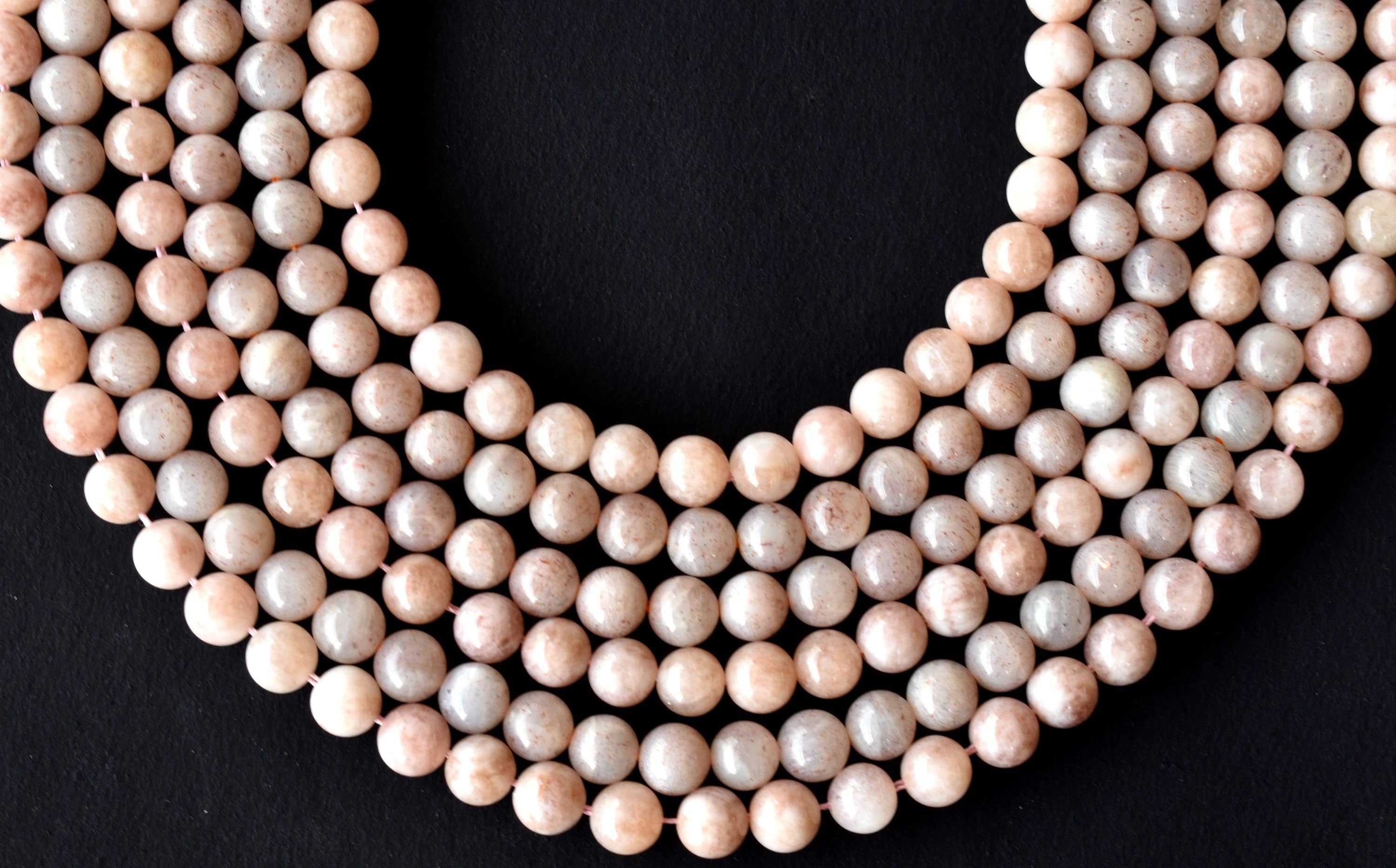 8mm Sunstone Beads - 14.5 Inch Strand, Polished Round Stone Beads With Unique Natural Specks For Jewelry Making