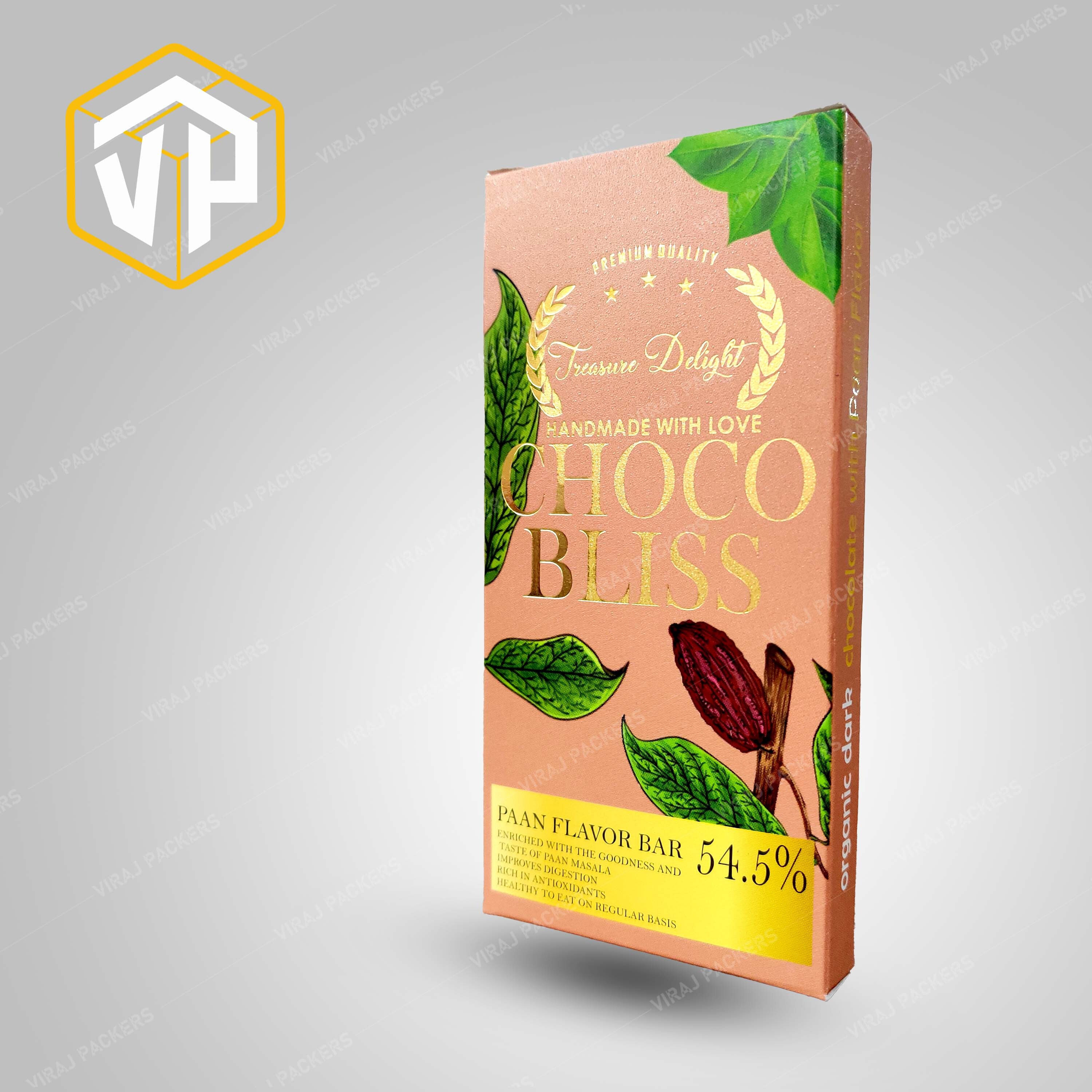 Chocolate Bar Packaging Boxes - Cardboard, Customized Sizes , Durable Food-safe Material, Elegant Design With Custom Colors & Finishes