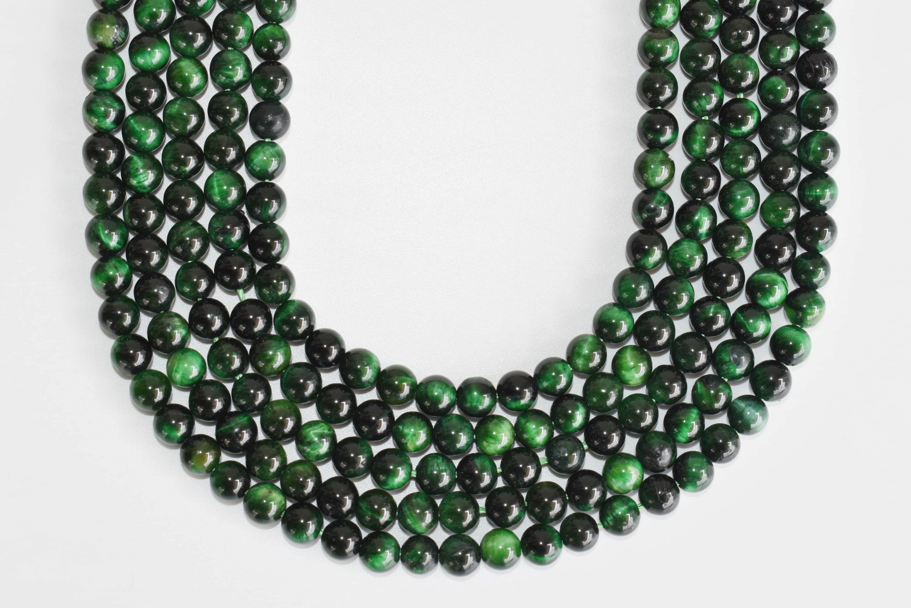 8mm Tiger Cats Eye Green Heated Beads, Beads For Necklace, Gemstone, Jewelry