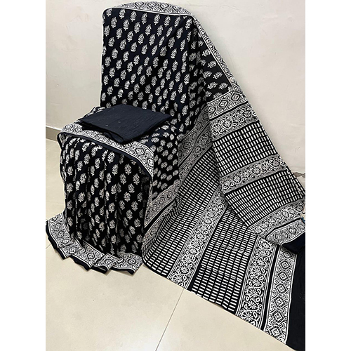 Casual Cotton Black Mulmul Saree