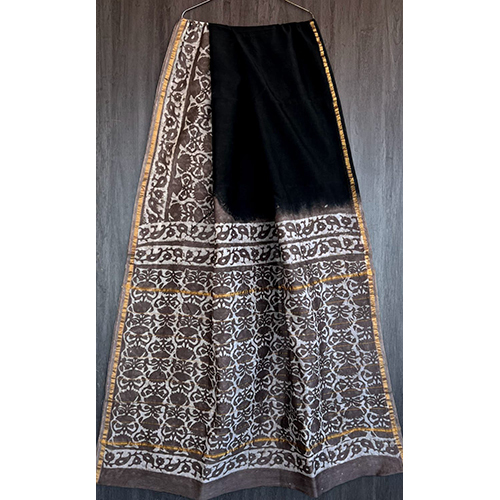 Black Chanderi Silk Saree