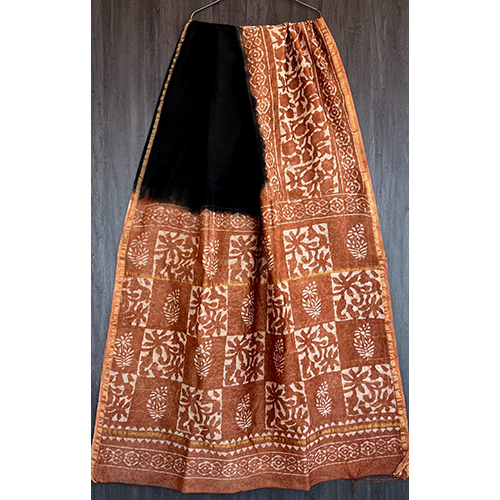 Brown Multi Color Chanderi Silk Saree