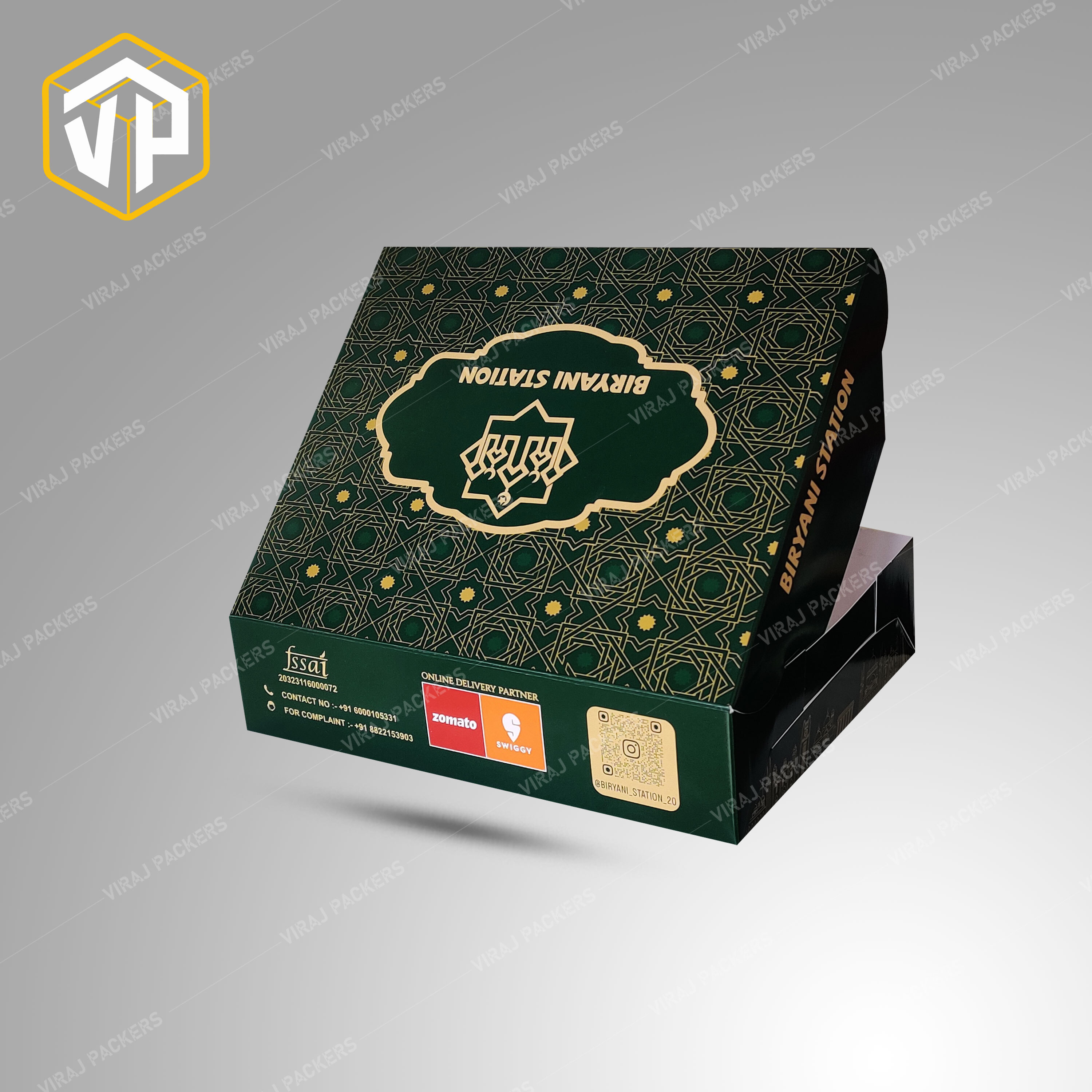 Customized Biryani Packaging Box - Unbleached Kraft Paperboard, 5x5x5 Inches, White - Secure & Flavorful Solution With Vibrant Printing Options