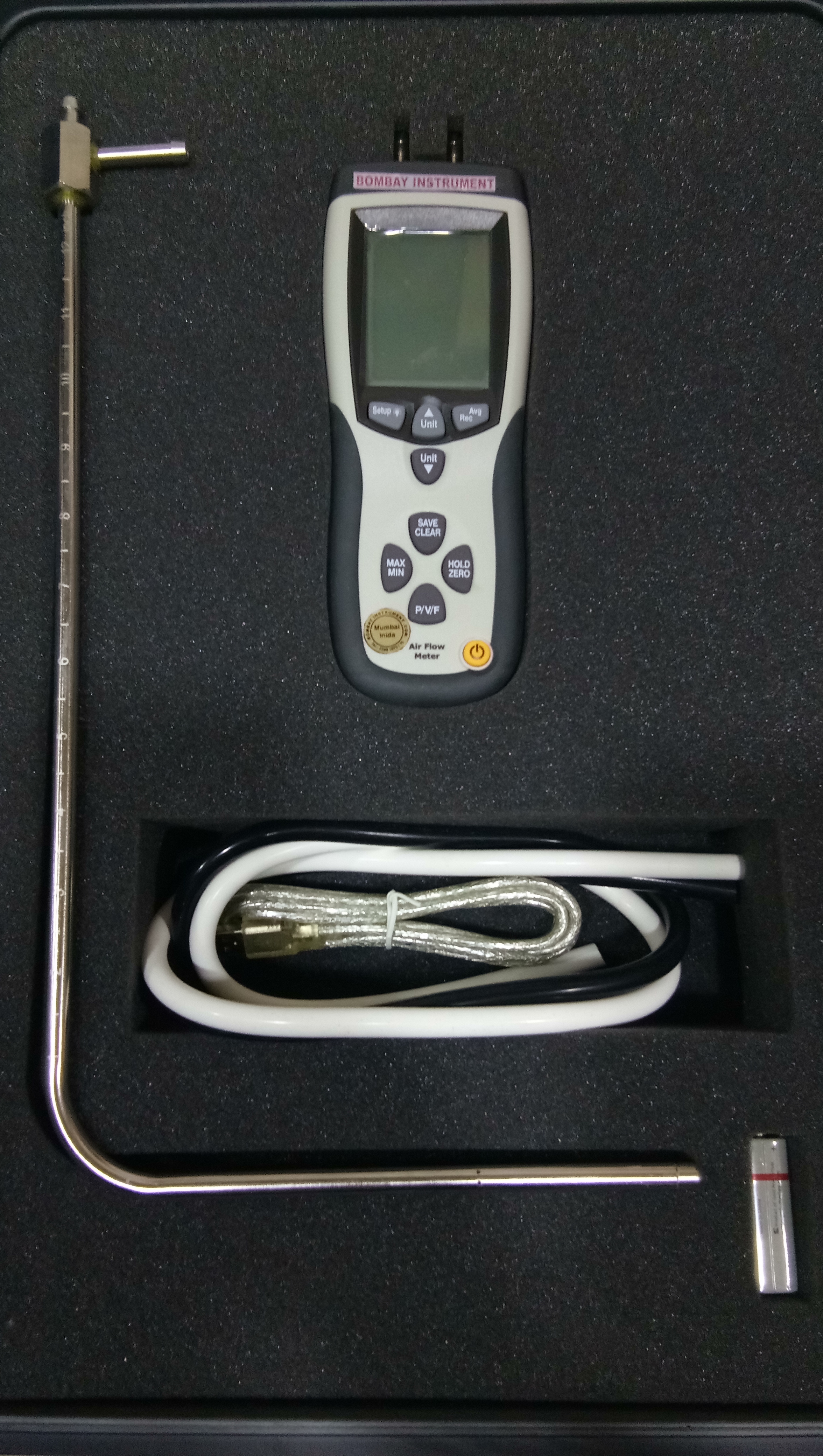 Pitot Tube Flowmeter - Stainless Steel, Portable Design, 300mm Pitot Length | Analog Display, Air Velocity Range 1-80 M/s, Rs-485 Output