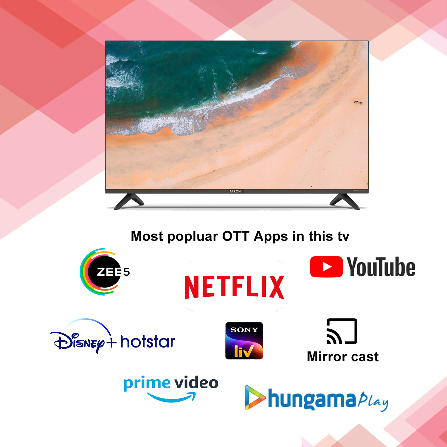 43 Inch Smart Touch Led Tv - Color: Black