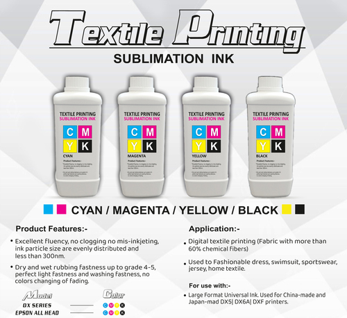 Cyan Color Textile Printing Sublimation Ink - Size: Available In Various Sizes