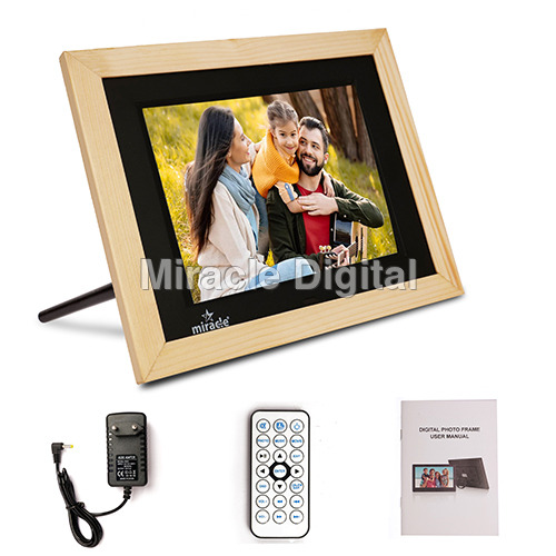8 Inch Light Color Wooden Digital Photo Frame - Color: Multi Colour