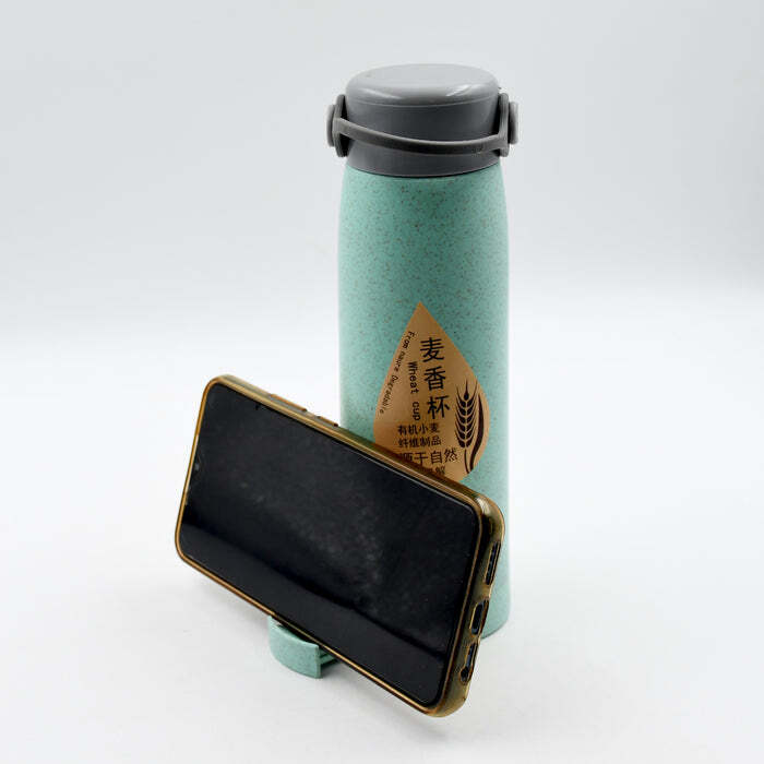 High Portable Water Bottle - Borosilicate Glass 500ml, Multicolor With Mobile Phone Holder, Leak-proof Silicone Seal, Ergonomic Design