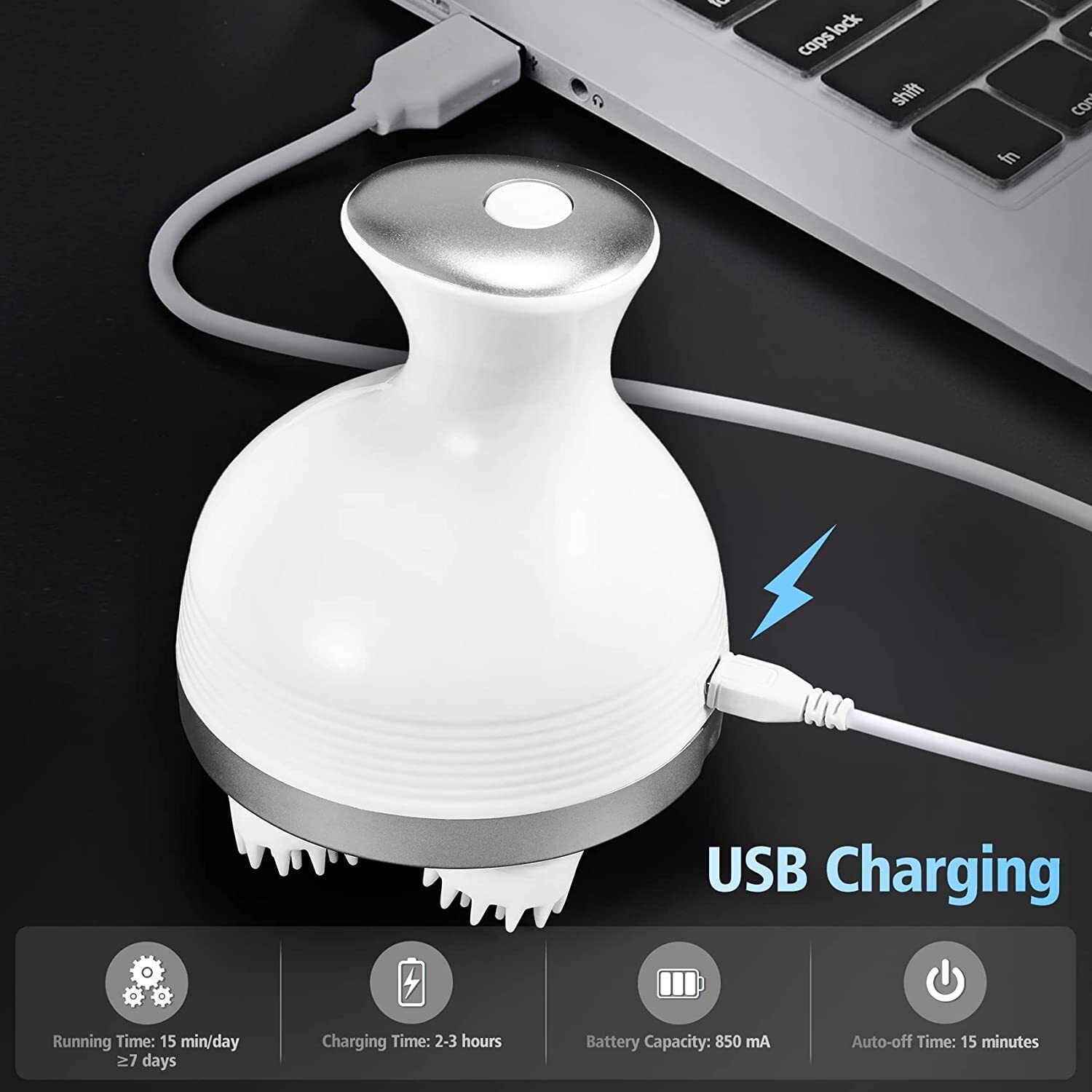 Portable Electric Scalp Massager - Ipx7 Waterproof Material, 4 Massage Heads With 28 3d Kneading Spots | 10-minute Timer, Rechargeable, Dual Purpose For Dry & Wet Use