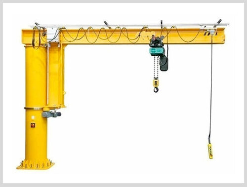 Jib Cranes Ele. Chain Hoist - 5m Height x 5m Length x 5m Width, Yellow | 5 Tonne Capacity, Remote Control, Space-Saving, Rotating Arm Design