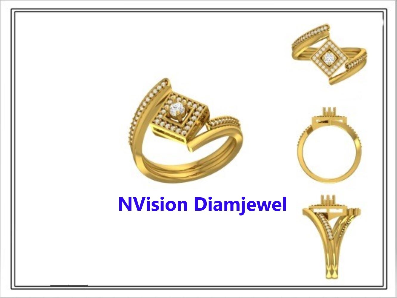 Natural Diamond Celestial Square Interlocked Ring - Diamond Carat Weight: 0.32 Carat