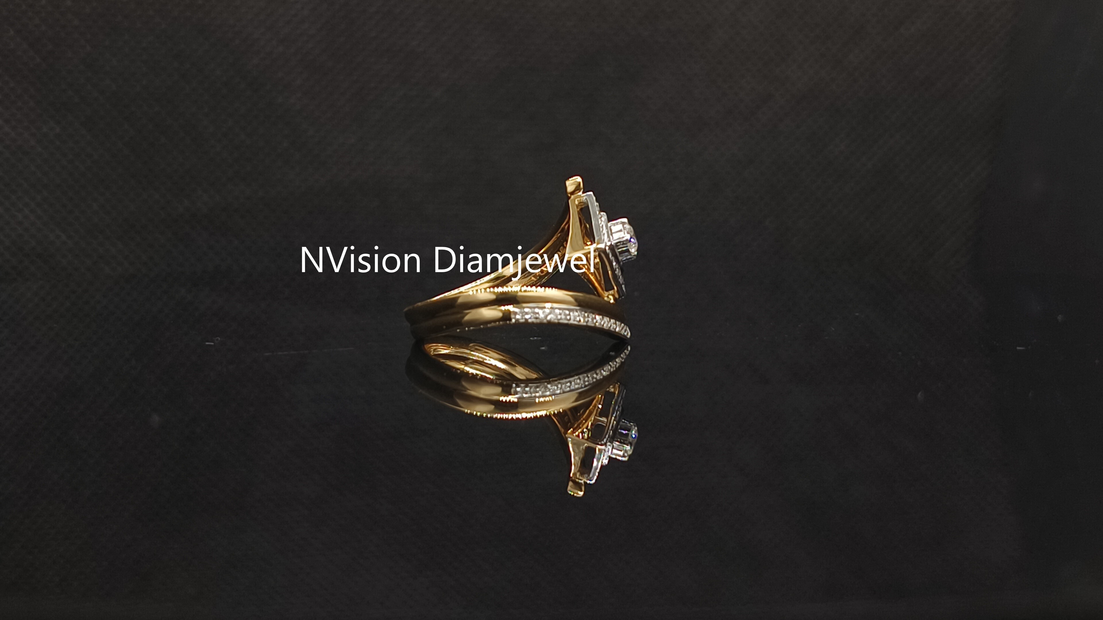 Natural Diamond Celestial Square Interlocked Ring - Diamond Carat Weight: 0.32 Carat