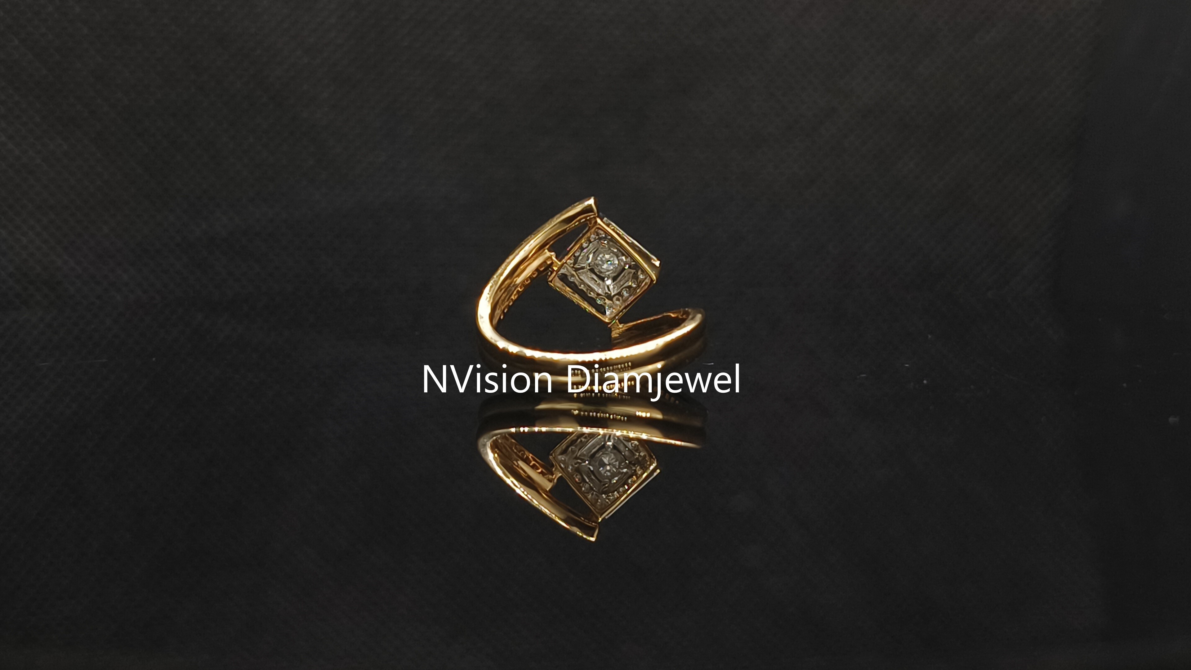 Natural Diamond Celestial Square Interlocked Ring - Diamond Carat Weight: 0.32 Carat