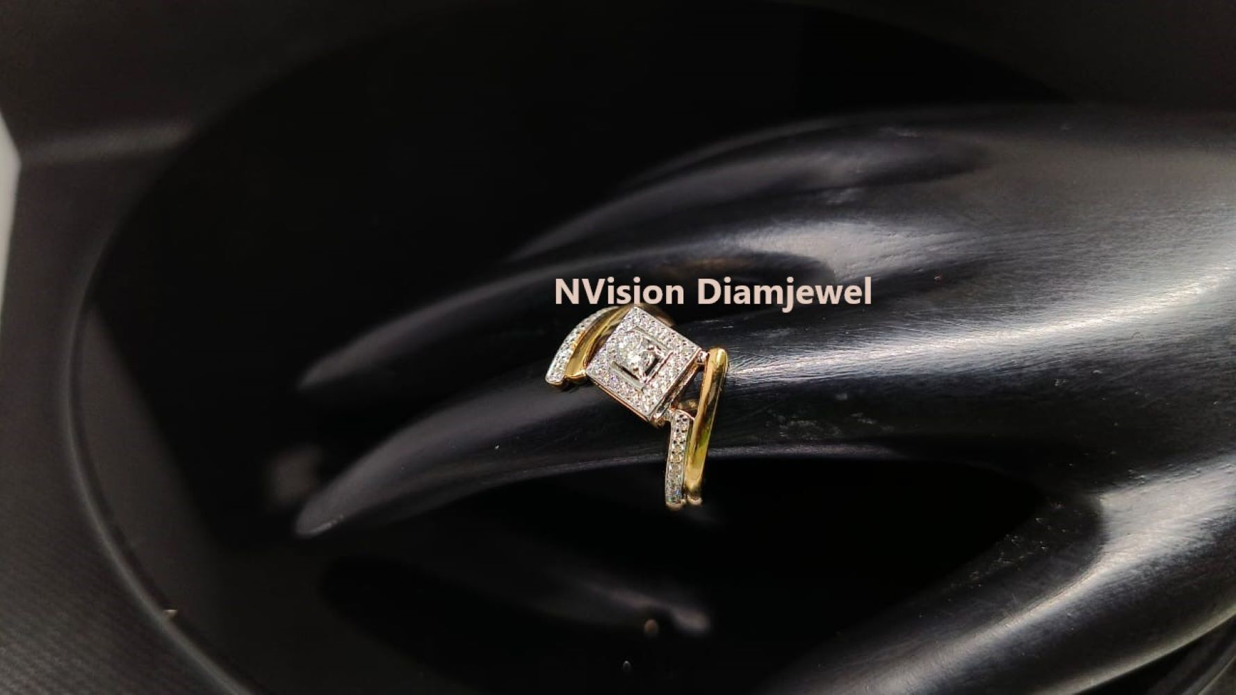 Natural Diamond Celestial Square Interlocked Ring - Diamond Carat Weight: 0.32 Carat