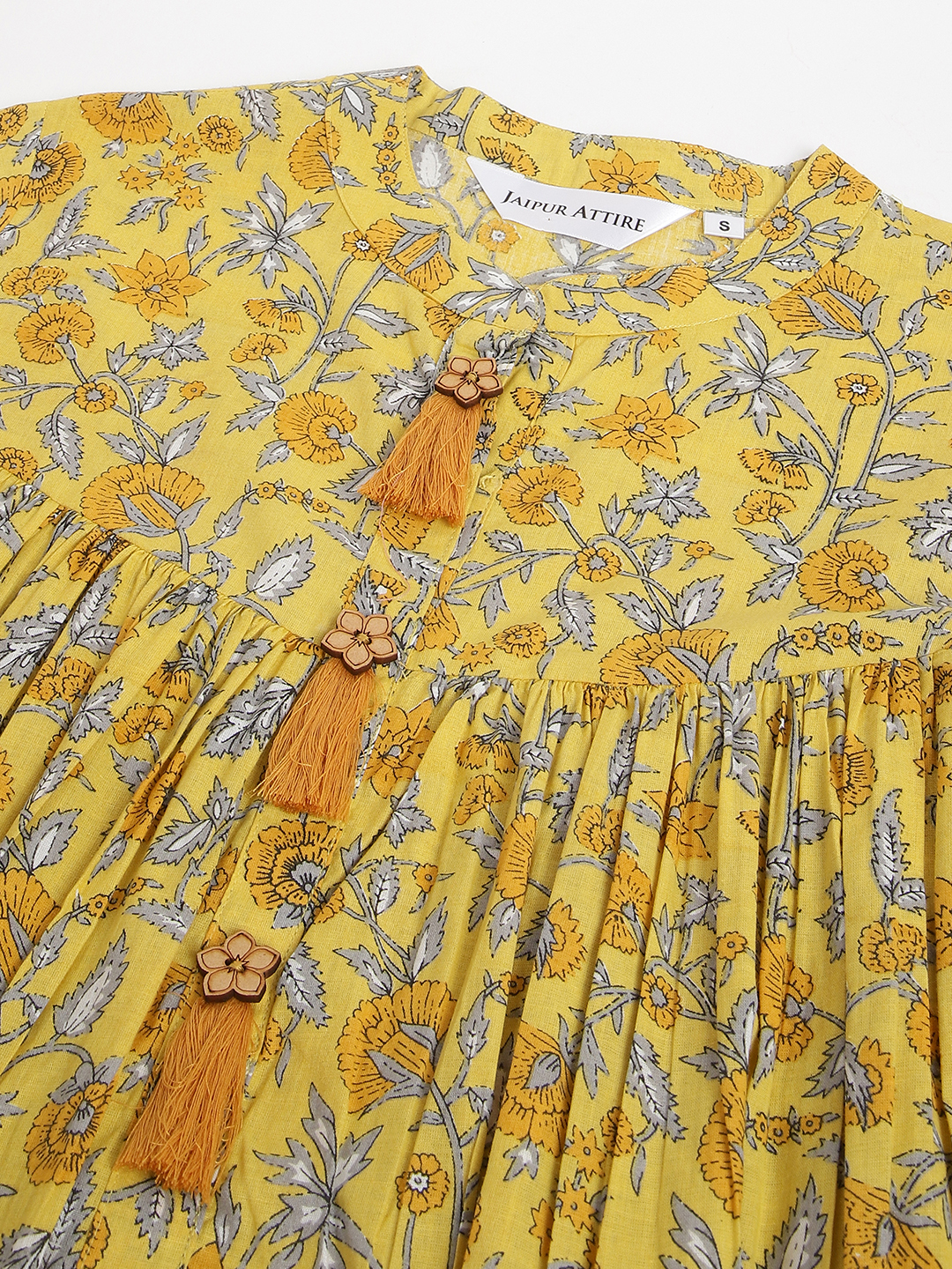 Women Casual Top - Printed Cotton And Royan Fabric, Size S To Xxl, Yellow Color With Full Sleeves And Quick Dry Feature