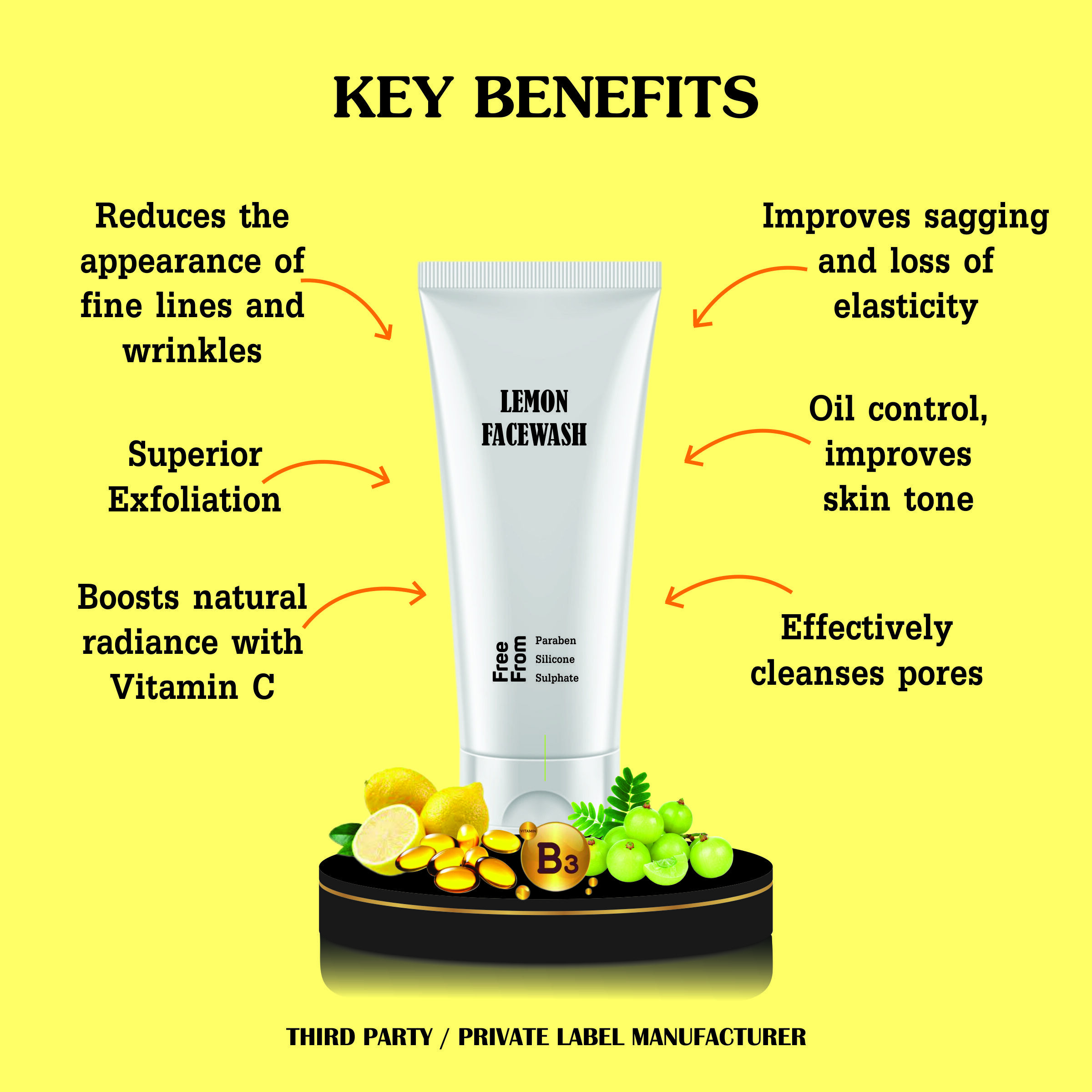 Lemon Face Wash - Gel Form, Safe For All Skin Types | Reduces Fine Lines, Fights Acne, Boosts Radiance With Vitamin C, Anti-ageing Gooseberry Extract
