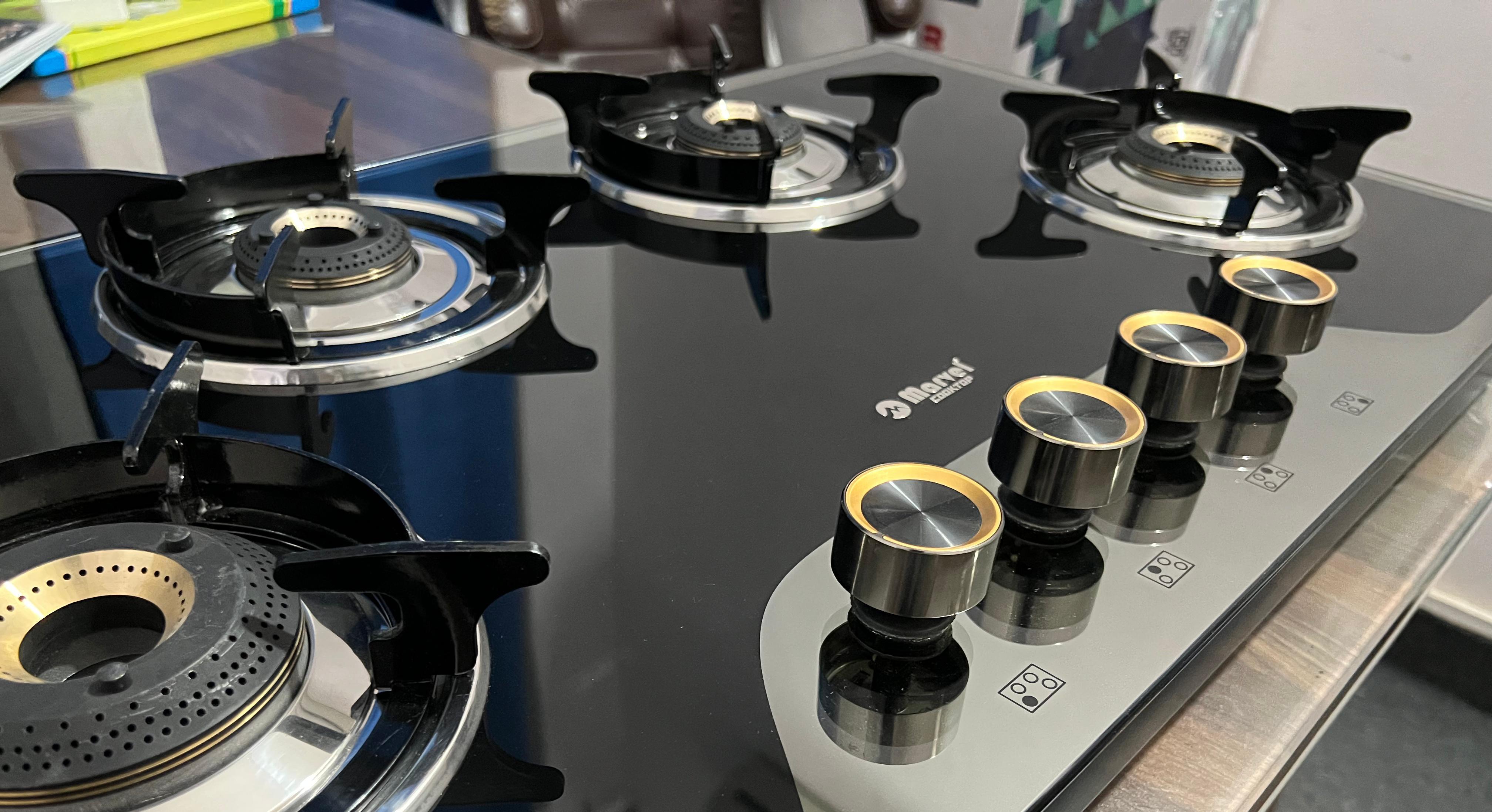 4br Hob Elite Mirror Glass With Ms Frame Round Pan Support (Brass Top) - 4705 - Ultron