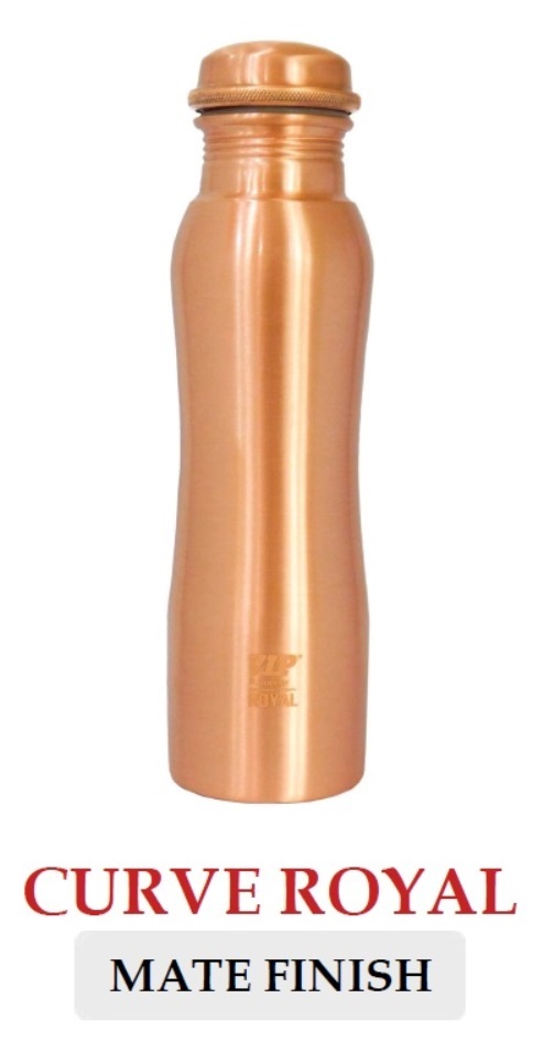 Copper Water Bottle - Curved Design, Matte Finish | Screw Cap, Custom Engraving, Suitable For Cold And Warm Liquids, Personal Use & Gifting