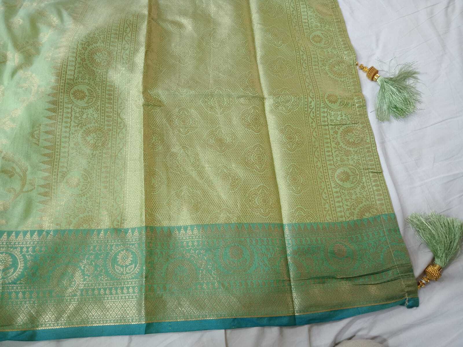 Tusser Cotton Pattu Saree - Jacquard Fabric, Pastel Color Range With Handwoven Thread Work | Elegant Choice For Weddings, Corporate Events, And Casual Gatherings