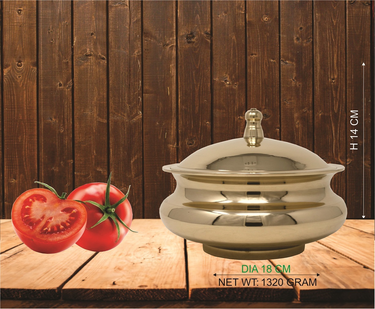 Bronze Serving Dish - 19.5x19.5x13 Cms | Polished Metal Finish, Elegant Lid Design, 1000 Grams Weight