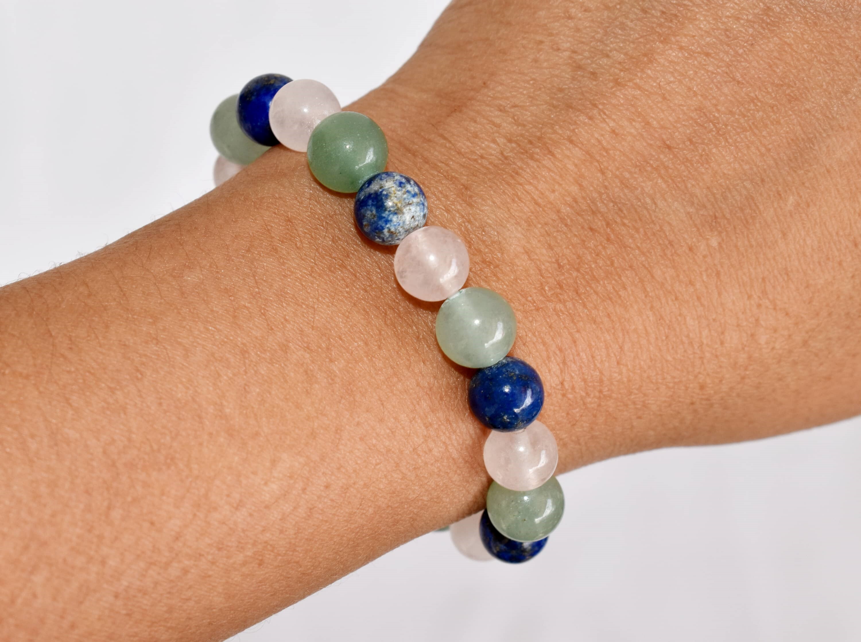 Balancing Fertility Bracelet - 8mm Round Natural Gemstones, Multi-color Moonstone, Unakite & Rose Quartz | Handmade Stretch Beaded Jewelry