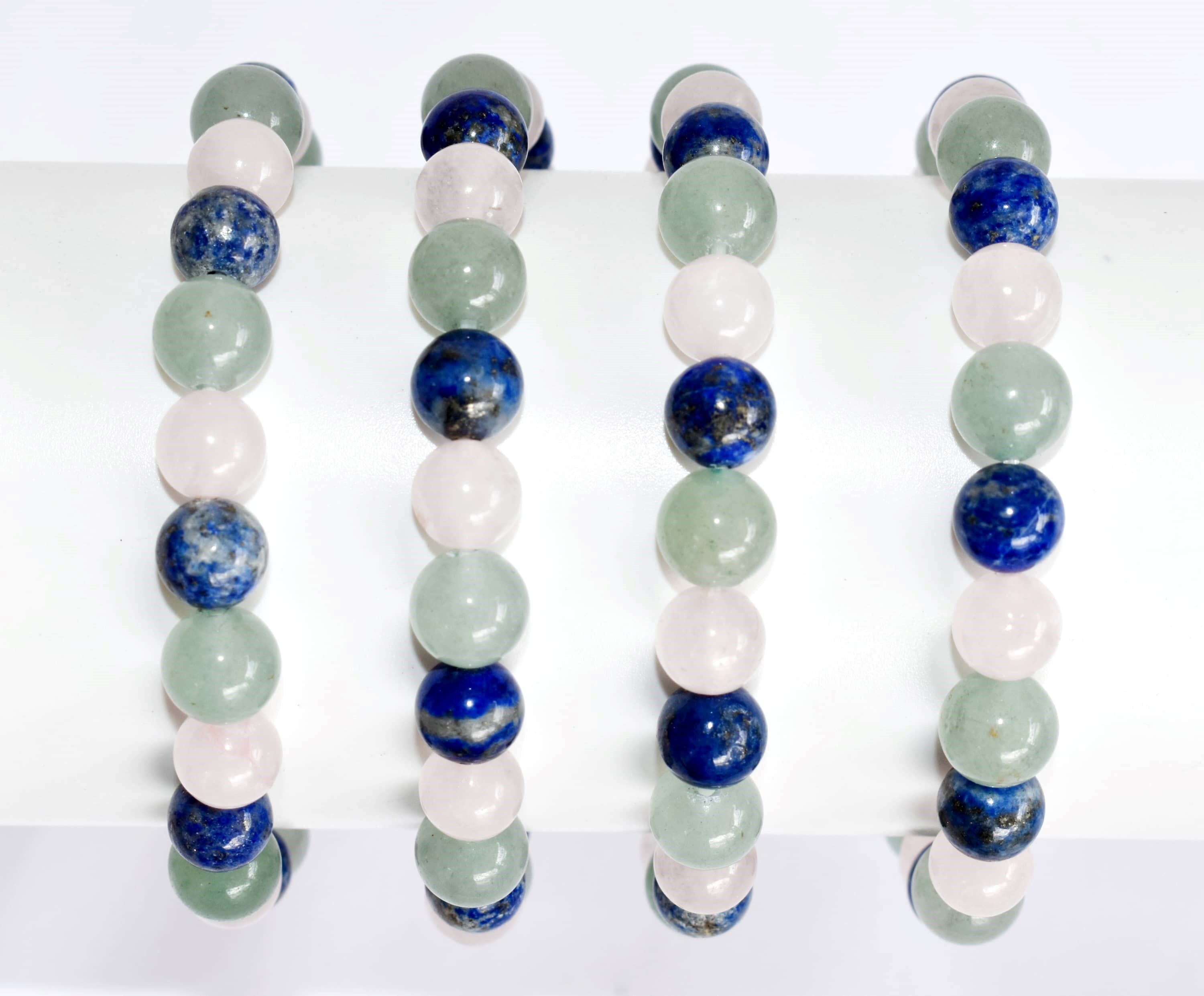 Balancing Fertility Bracelet - 8mm Round Natural Gemstones, Multi-color Moonstone, Unakite & Rose Quartz | Handmade Stretch Beaded Jewelry