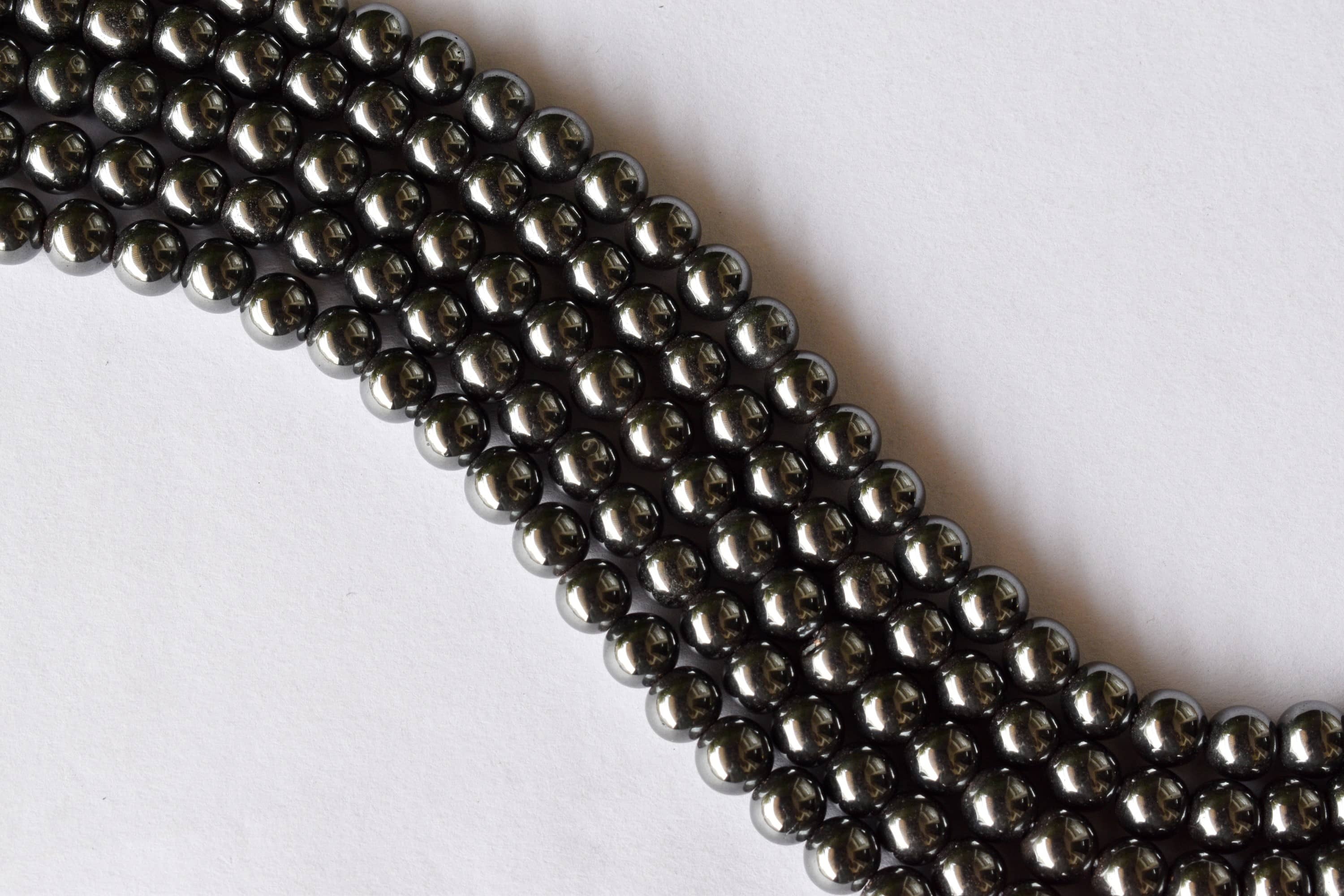 8mm Hematite Beads, Gemstone Beads For Necklace, Crystal Beads Jewelry - 14.5 Inch Strand Length, Polished Round Stone Beads With Unique Speckled Texture