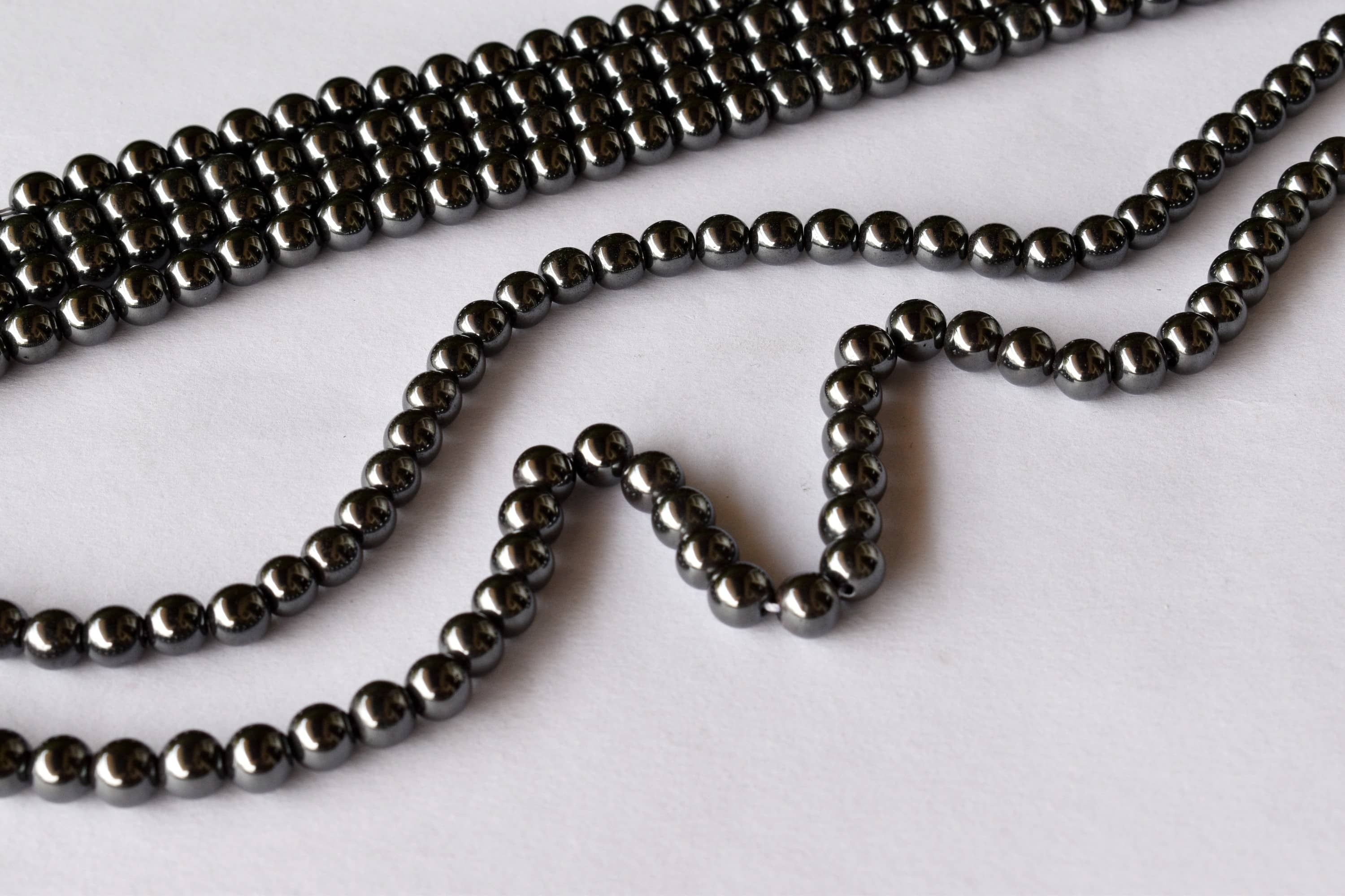 8mm Hematite Beads, Gemstone Beads For Necklace, Crystal Beads Jewelry - 14.5 Inch Strand Length, Polished Round Stone Beads With Unique Speckled Texture