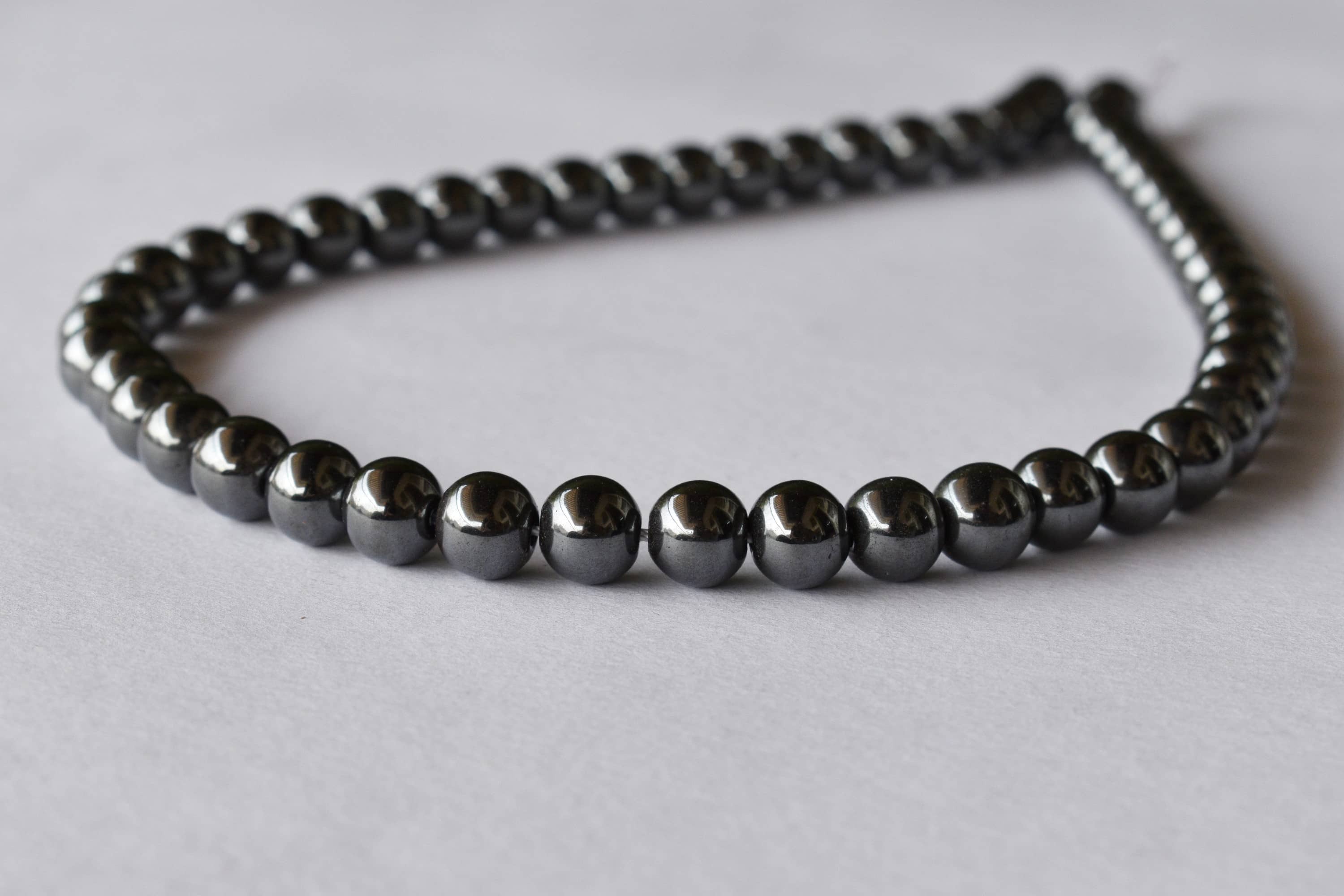 8mm Hematite Beads, Gemstone Beads For Necklace, Crystal Beads Jewelry - 14.5 Inch Strand Length, Polished Round Stone Beads With Unique Speckled Texture