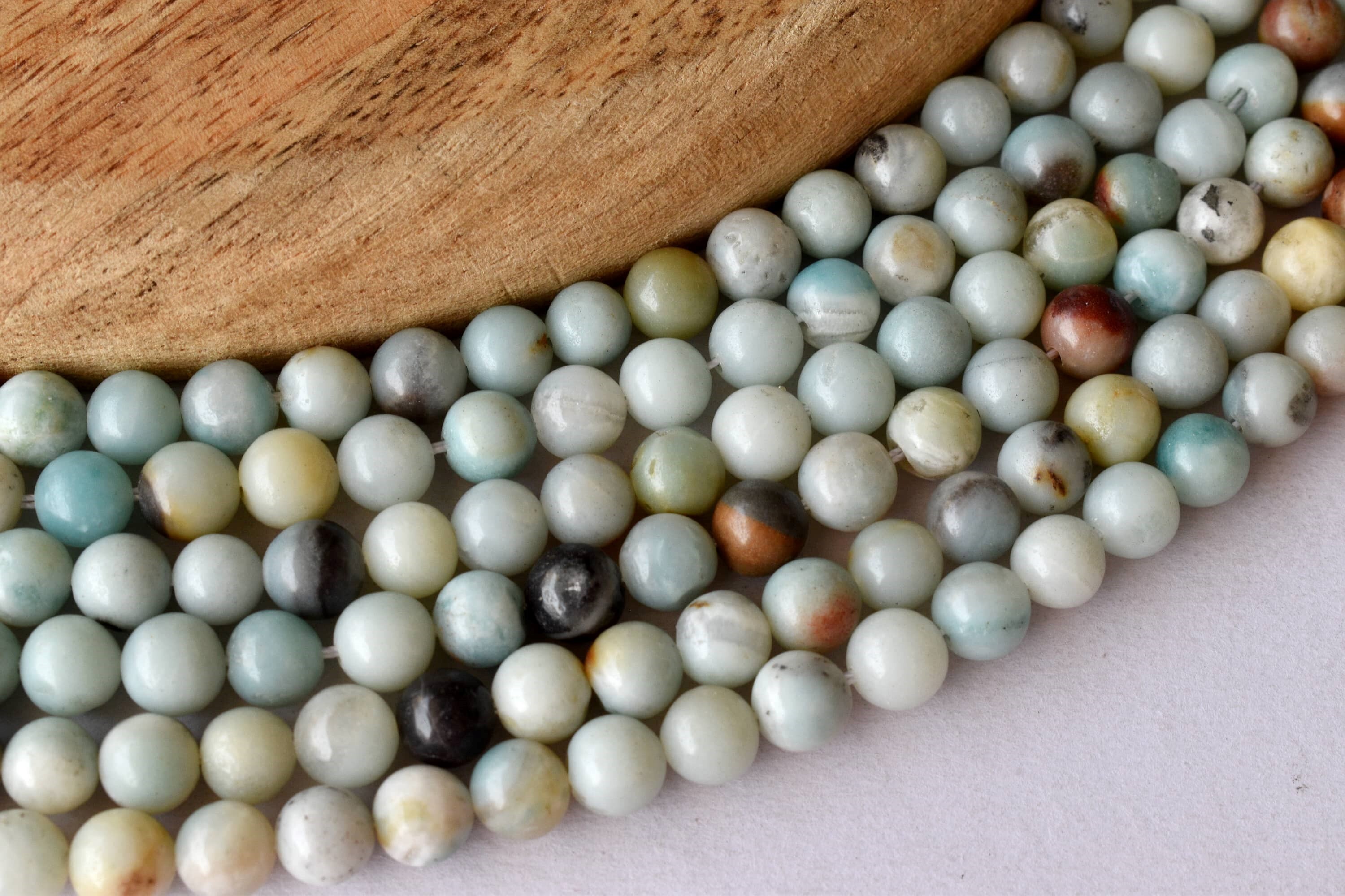 8mm Multi Amazonite Beads, Gemstone Beads For Necklace, Crystal Beads Jewelry - Polished Stone, 14.5 Inches, Unique Round Bead Design