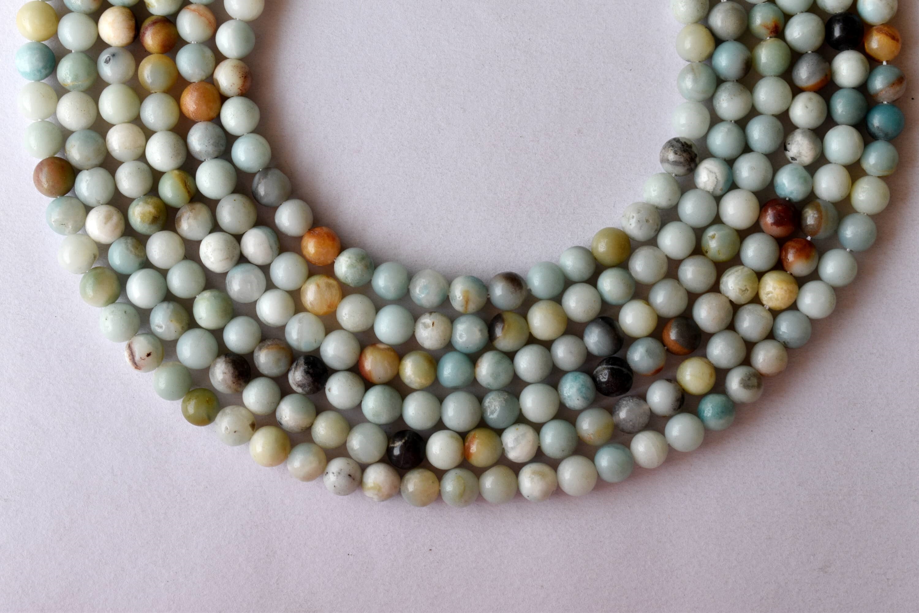 8mm Multi Amazonite Beads, Gemstone Beads For Necklace, Crystal Beads Jewelry - Polished Stone, 14.5 Inches, Unique Round Bead Design