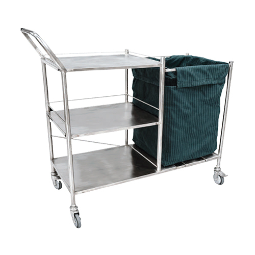 Az-1029 Linen Trolley With Three Shelves And Canvas Bag - Color: Silver (Frame) Green (Canvas Bag)
