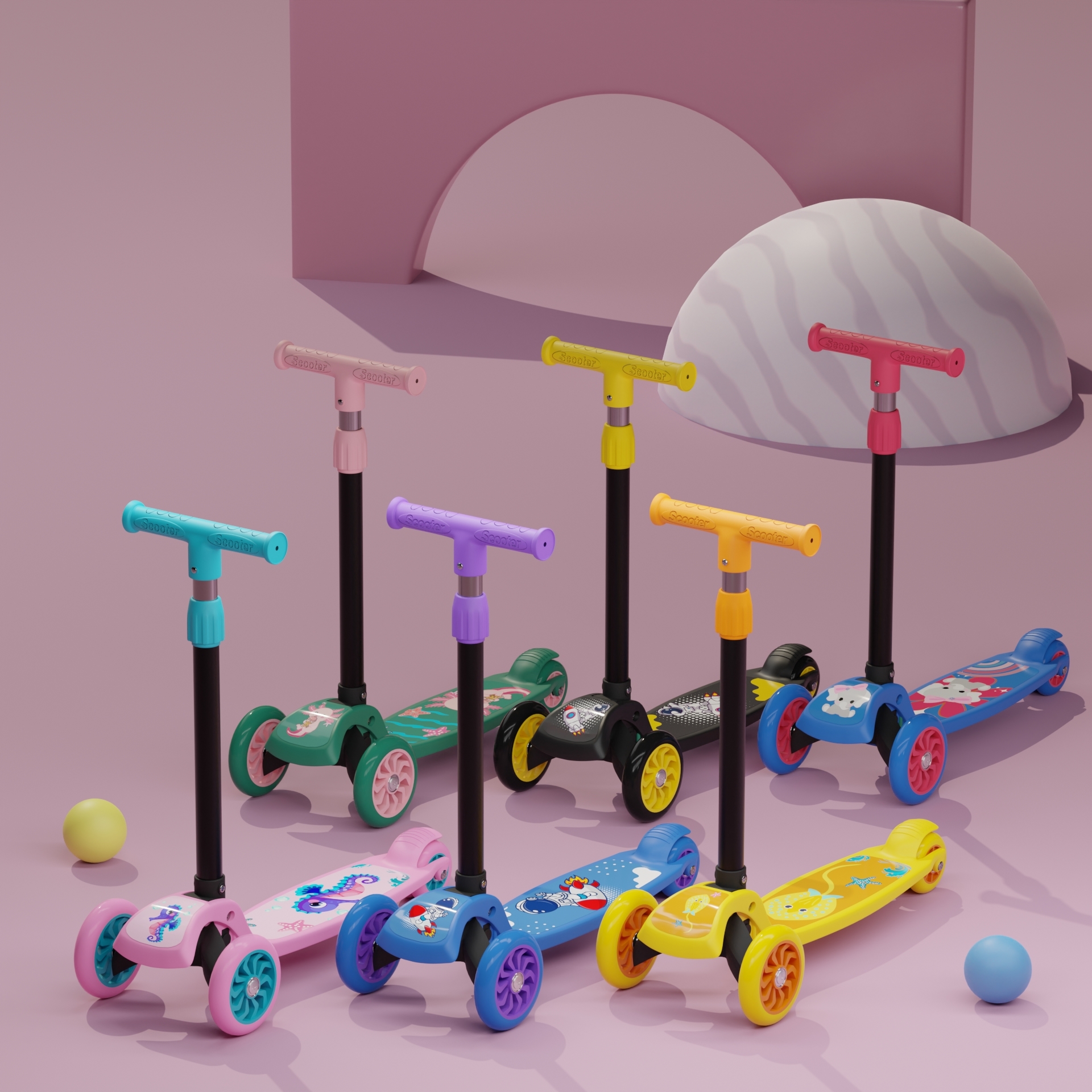 Kid Scooter - Lightweight Aluminum Frame, Adjustable Height Handlebar, Easy-fold Design, Smooth-glide Wheels