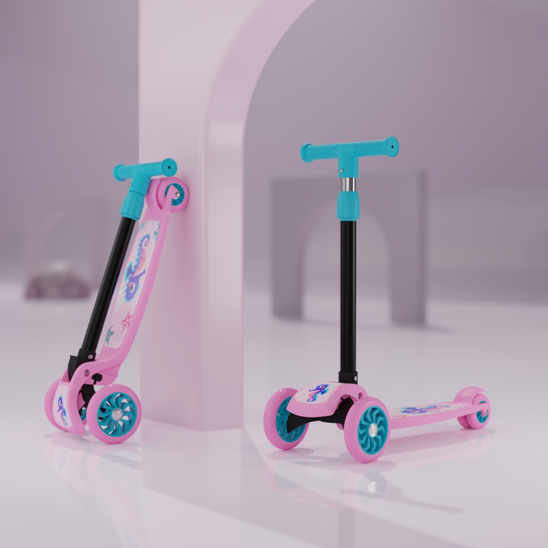 Kid Scooter - Lightweight Aluminum Frame, Adjustable Height Handlebar, Easy-fold Design, Smooth-glide Wheels