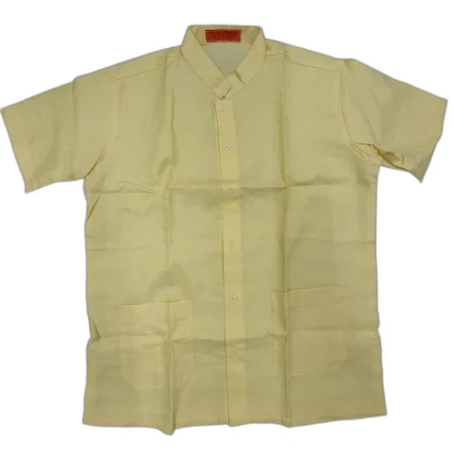 Yellow Cotton Chef Shirt - Cotton, Short Sleeves, Yellow | Beaded Closure, Washable, Suitable for All Seasons