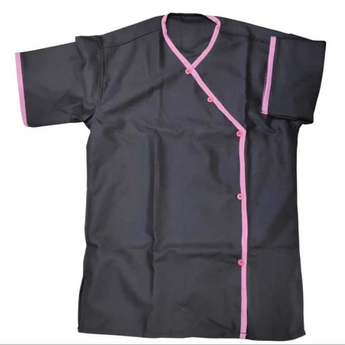 Black Women Chef Shirt - Cotton Material, Short Sleeves, Black Color | Washable Design, Functional Fit for Comfortable Movement