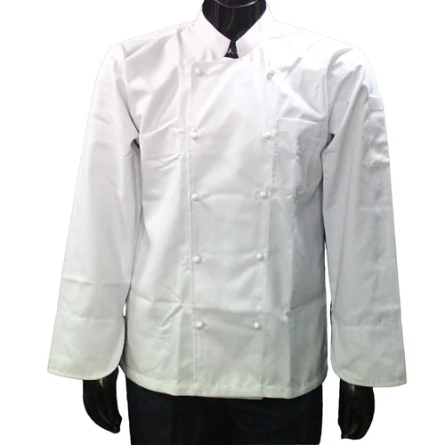 Plain White Chef Coat - Cotton Material, Long Sleeve, Trendy Button Style | Classic Plain Design for Men, Versatile for All Seasons